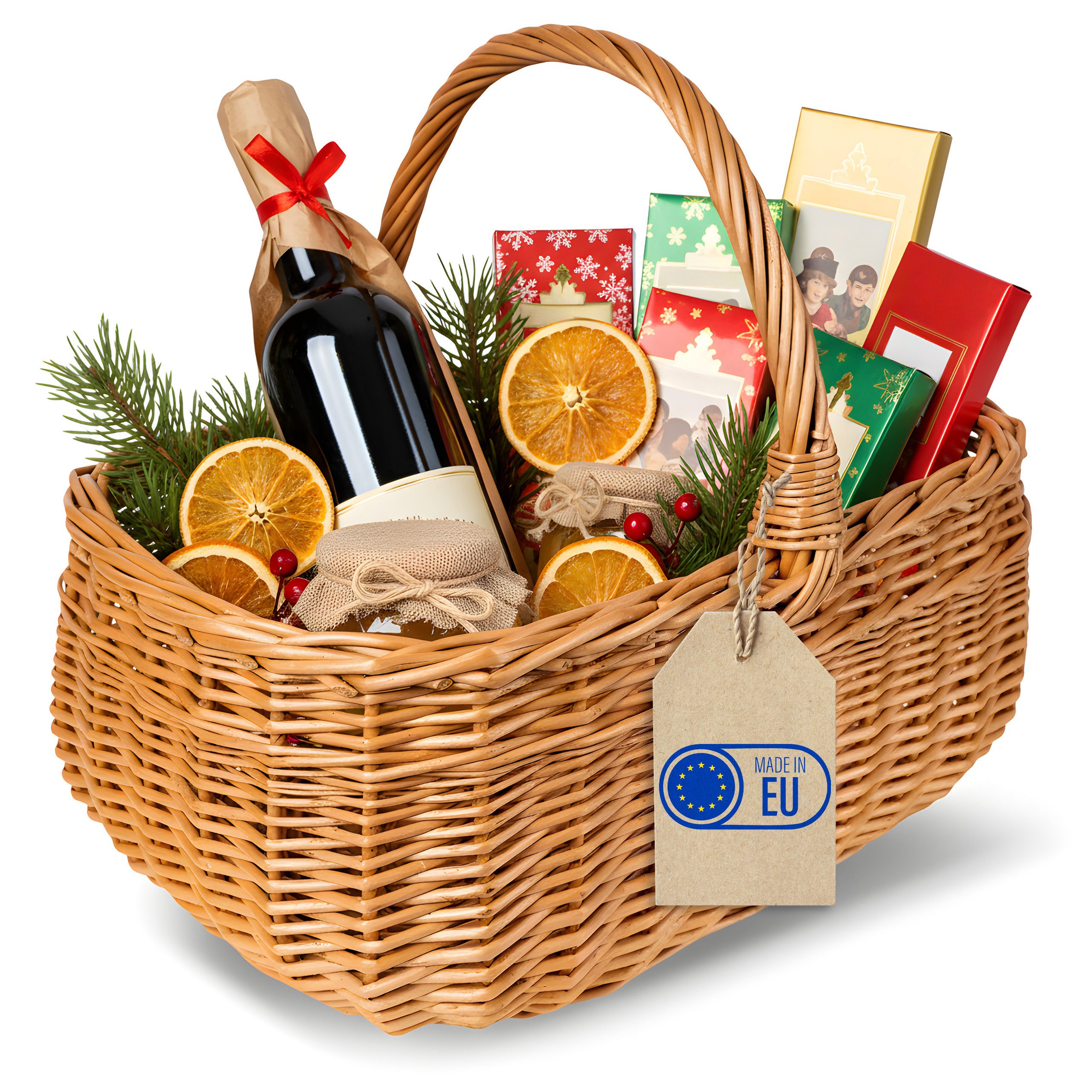 Creative Home Einkaufskorb Picknickkorb Weidenkorb mit Henkel Naturbraun Handgeflochten