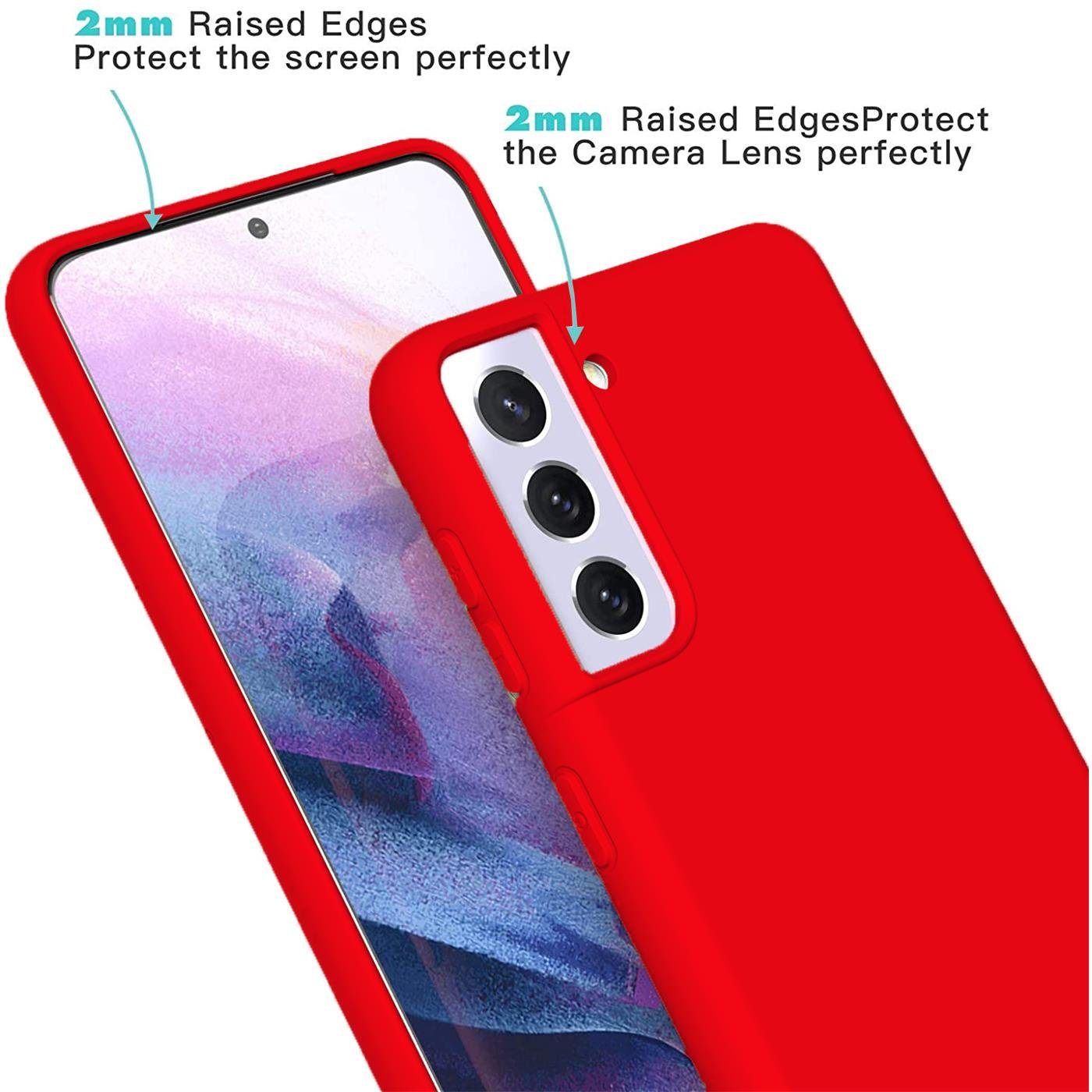 CoolGadget Handyhülle Rot als 2in1 Schutz Cover Set für das Samsung Galaxy S22 6,1 Zoll, 2x 9H Glas Display Schutz Folie + 1x TPU Case Hülle für Galaxy S22