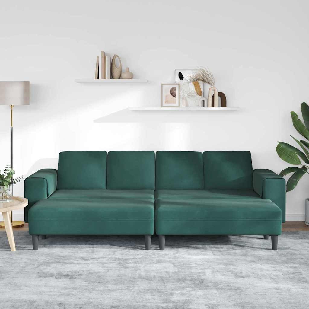 vidaXL Sofa Sofa Set Dunkelgrün Samt, günstig online kaufen