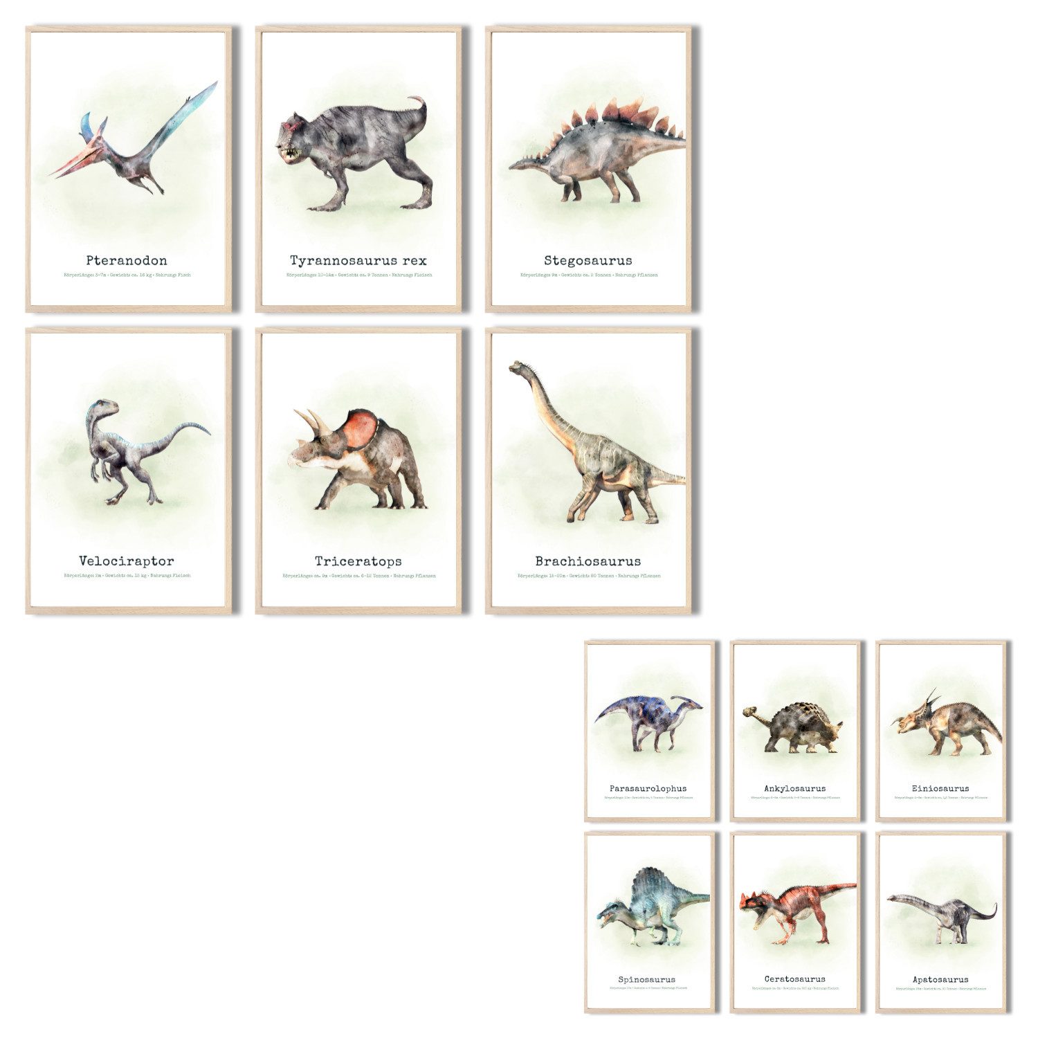 MeinBaby123® Poster Dinosaurier Poster, Dinosaurier Bilder, Babyzimmer Deko, Kinderzimmer Wandbilder