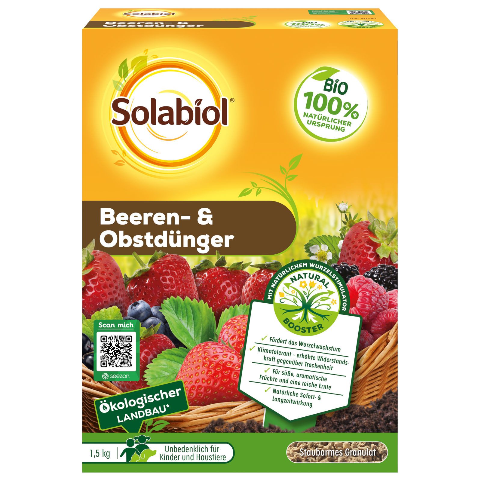 Solabiol Pflanzendünger Beeren- & Obstdünger, 1,5 kg