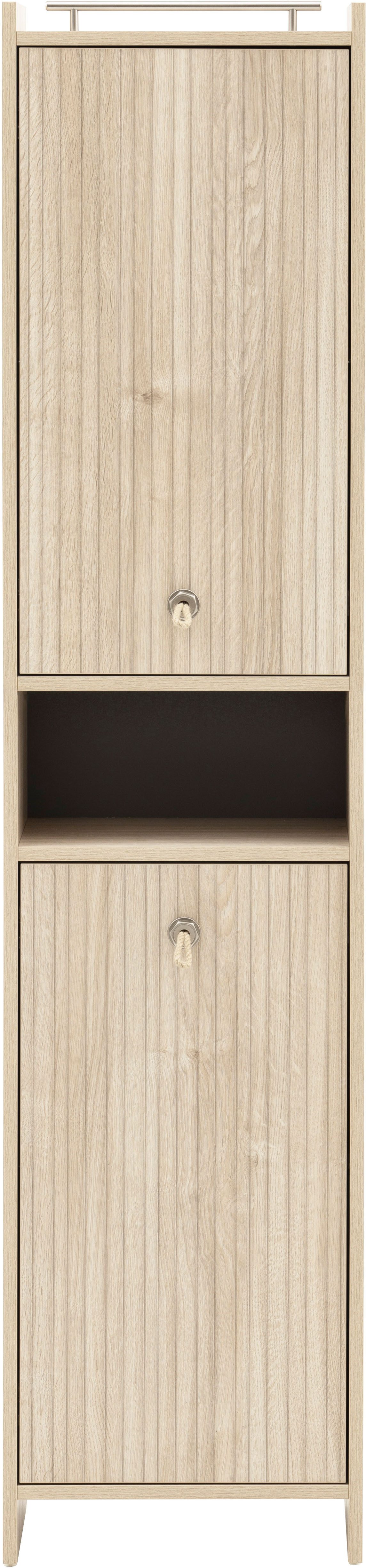 Schildmeyer Hochschrank SONDERBY, 2 Türen & 1 offenes Fach, Höhe 176,5 cm, MADE IN GERMANY (1-St) Seilgriffe im maritimen Look, MADE IN GERMANY