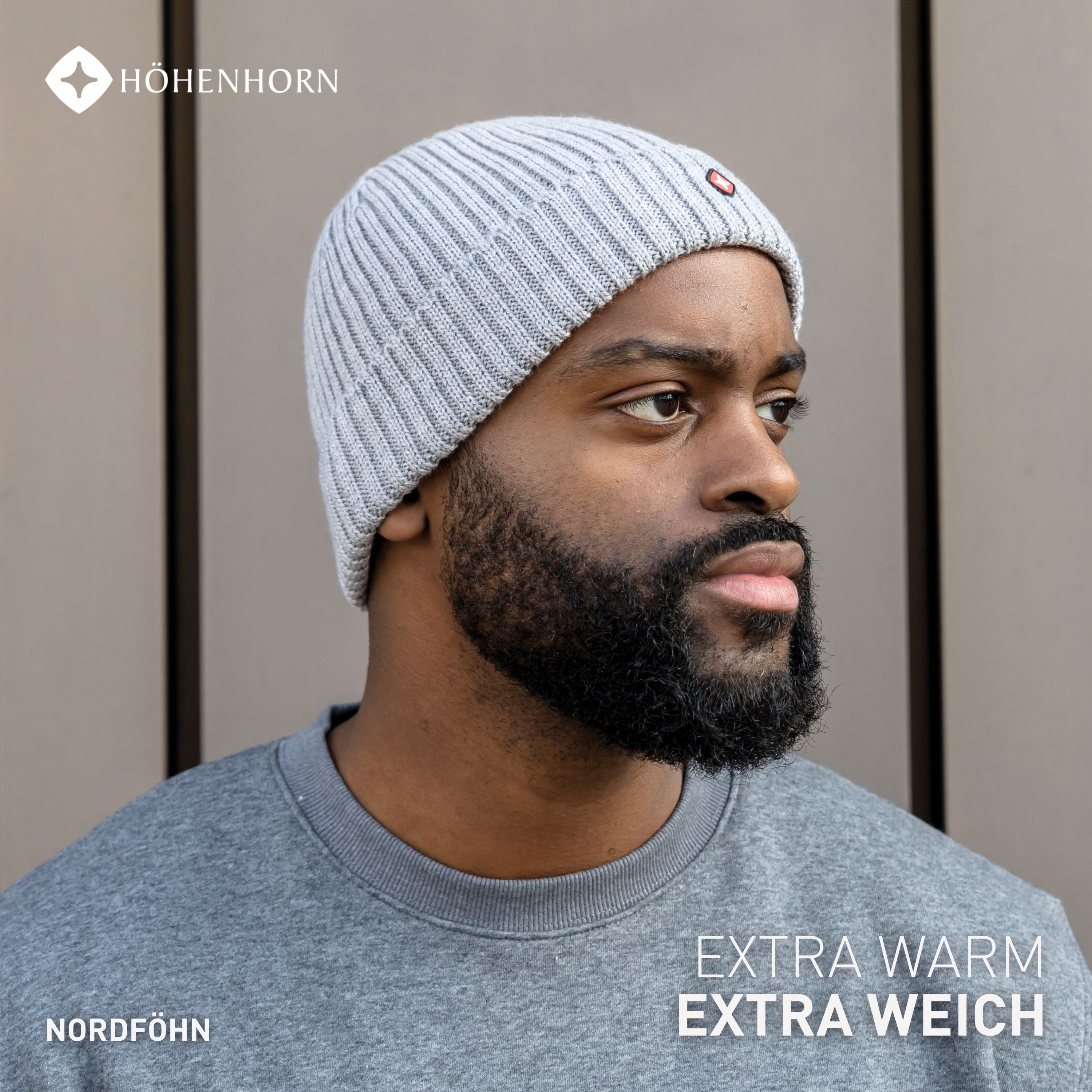 Höhenhorn Strickmütze Nordföhn Knitted Beanie Merinowolle Herren Damen Unisex Wintermütze Einheitsgröße, warm, weich, schnelltrockned