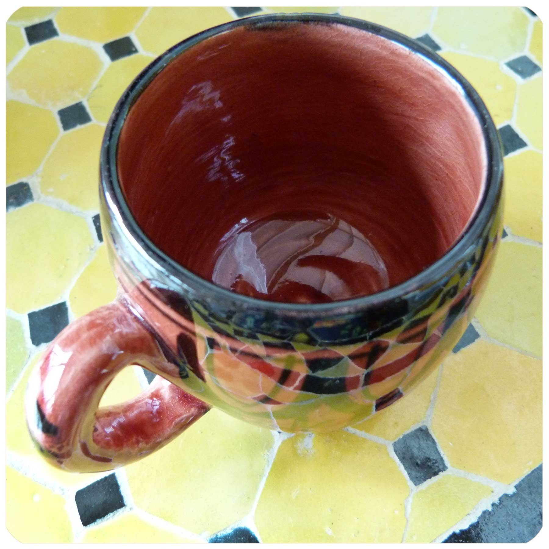 marokkanische SIMANDRA Rot Tasse Keramik Keramik handbemalt, Bemalung Klein Tasse