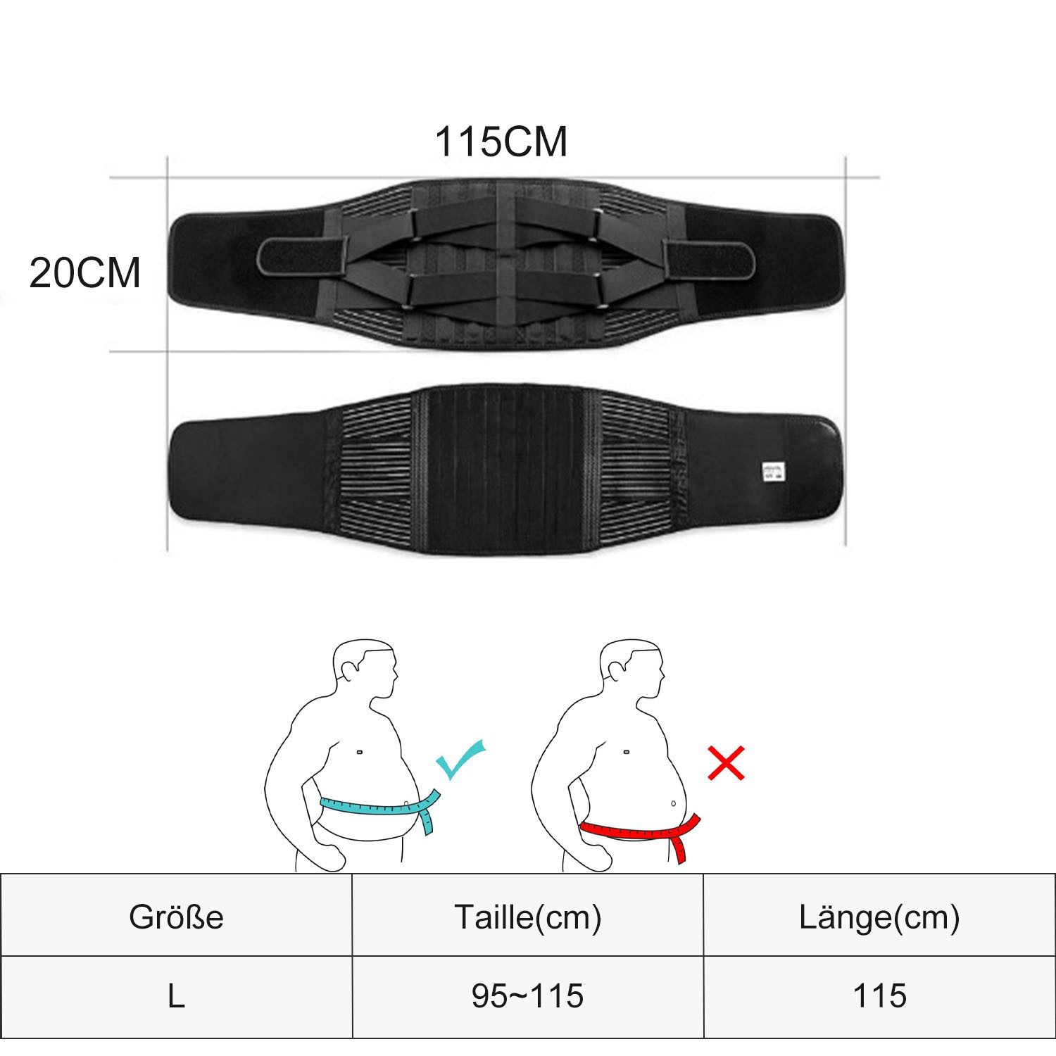 Refined Living Rückenbandage RückenStützgürtel mit 4 Stützstreben Verstellbare Zuggurte Abnehmbarem (Rutschfester Silikongürtel, hautfreundliches und atmungsaktives Gewebe, für die Rückenmuskulatur und zur Haltungskorrektur, Schmerzen lindern), Geeignet für Büro-, Fitness-, Gartenarbeiter, ältere Menschen, Frauen