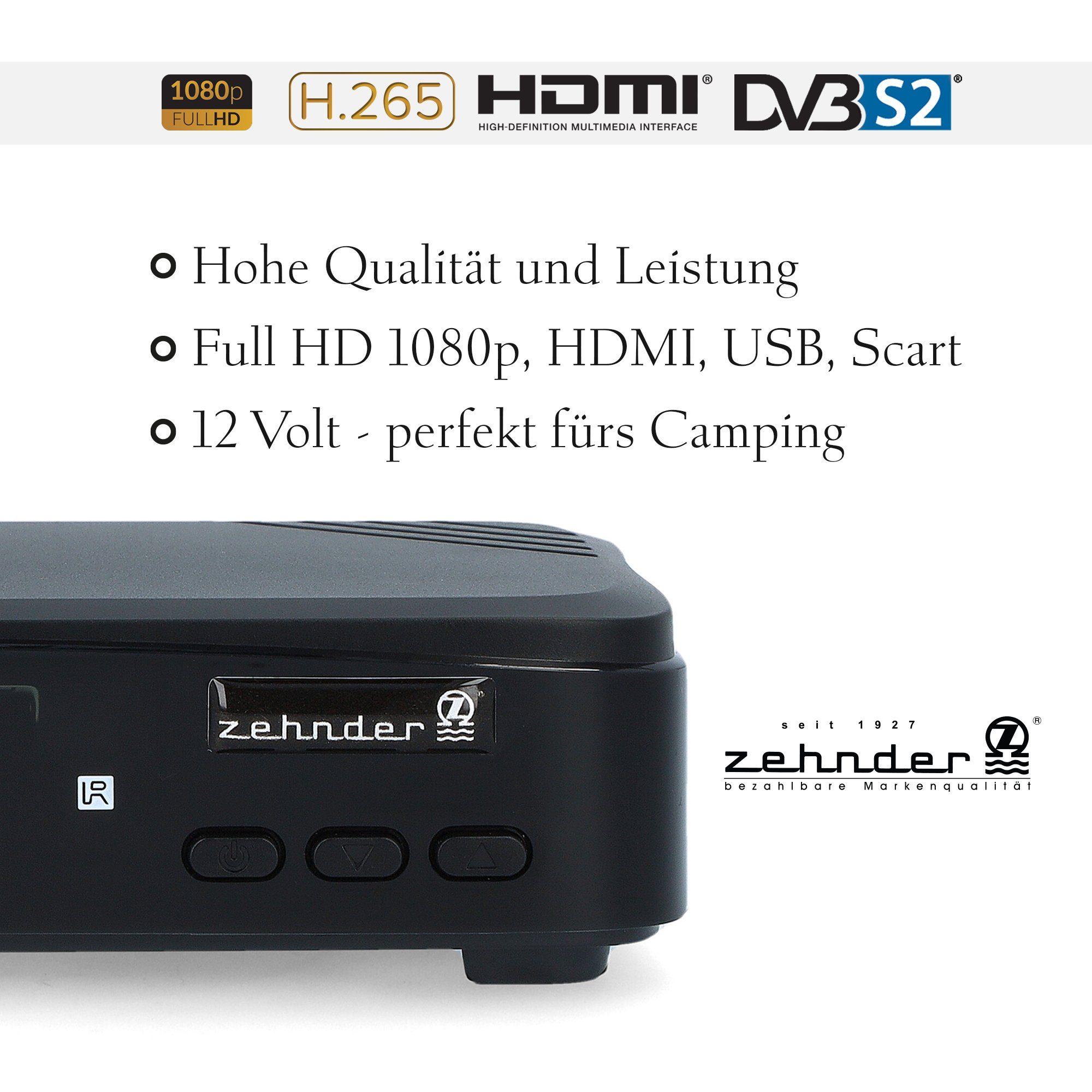 ready Zehnder tauglich) Einkabel 12V HDMI, USB, SAT-Receiver Coaxial, Camping HX-2200 (Aufnahmefunktion, - SCART, PVR