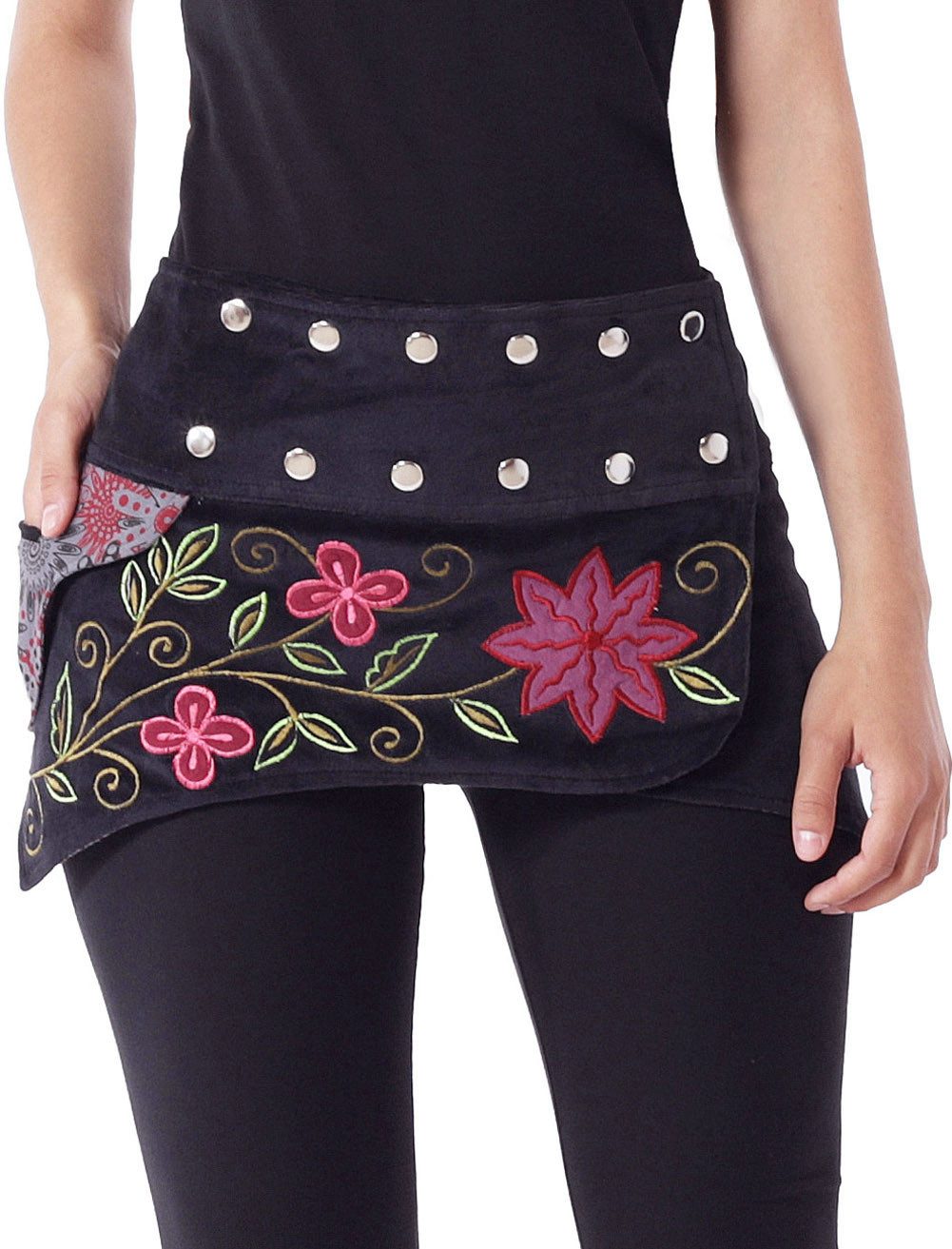 PUREWONDER Wickelrock Kurzer Wickelrock Cacheur aus Samt mit Zipfeln Schwar günstig online kaufen