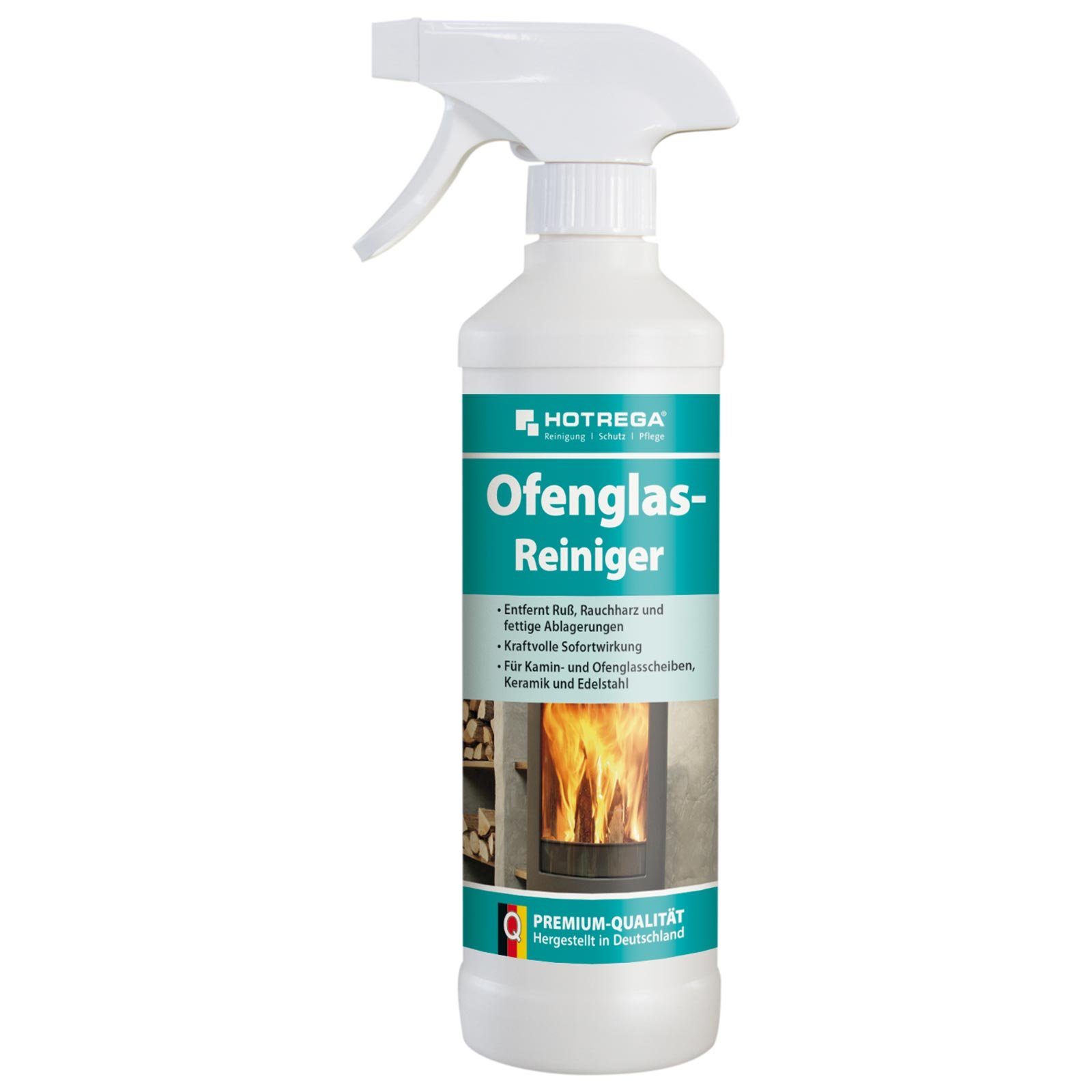 HOTREGA® Kaminscheibenreiniger, Ofenglasreiniger, Glasreiniger - 500ml Scheibenreiniger