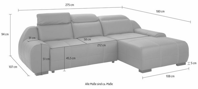 Premium collection by Home affaire Ecksofa »Spirit«, mit Recamiere, wahlweise mit Bettfunktion-Otto