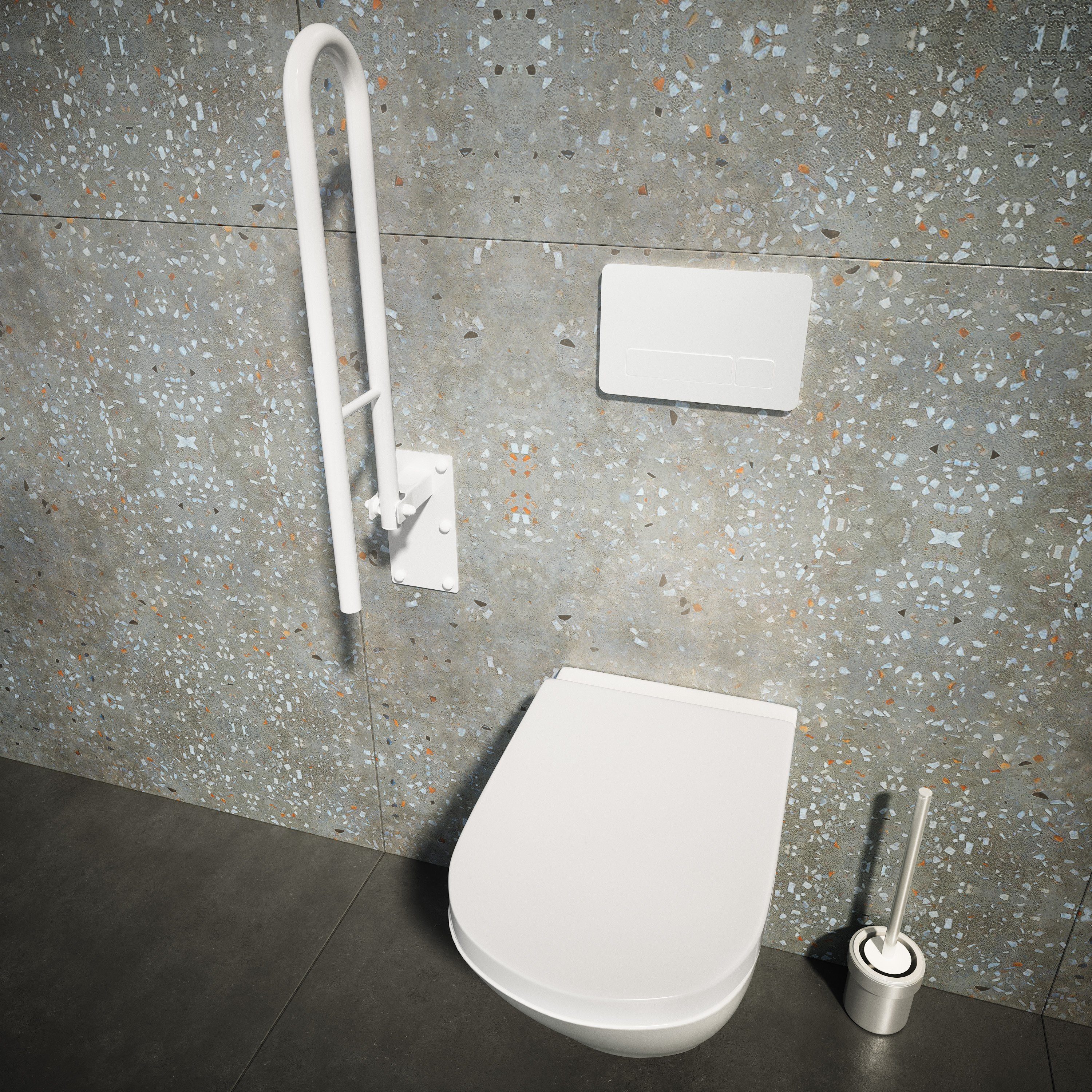 Aquabad® Stützklappgriff klappbarer Wandstützgriff Haltegriff, belastbar bis 150 kg, Weiß, 50 cm – Bild 5 von 5