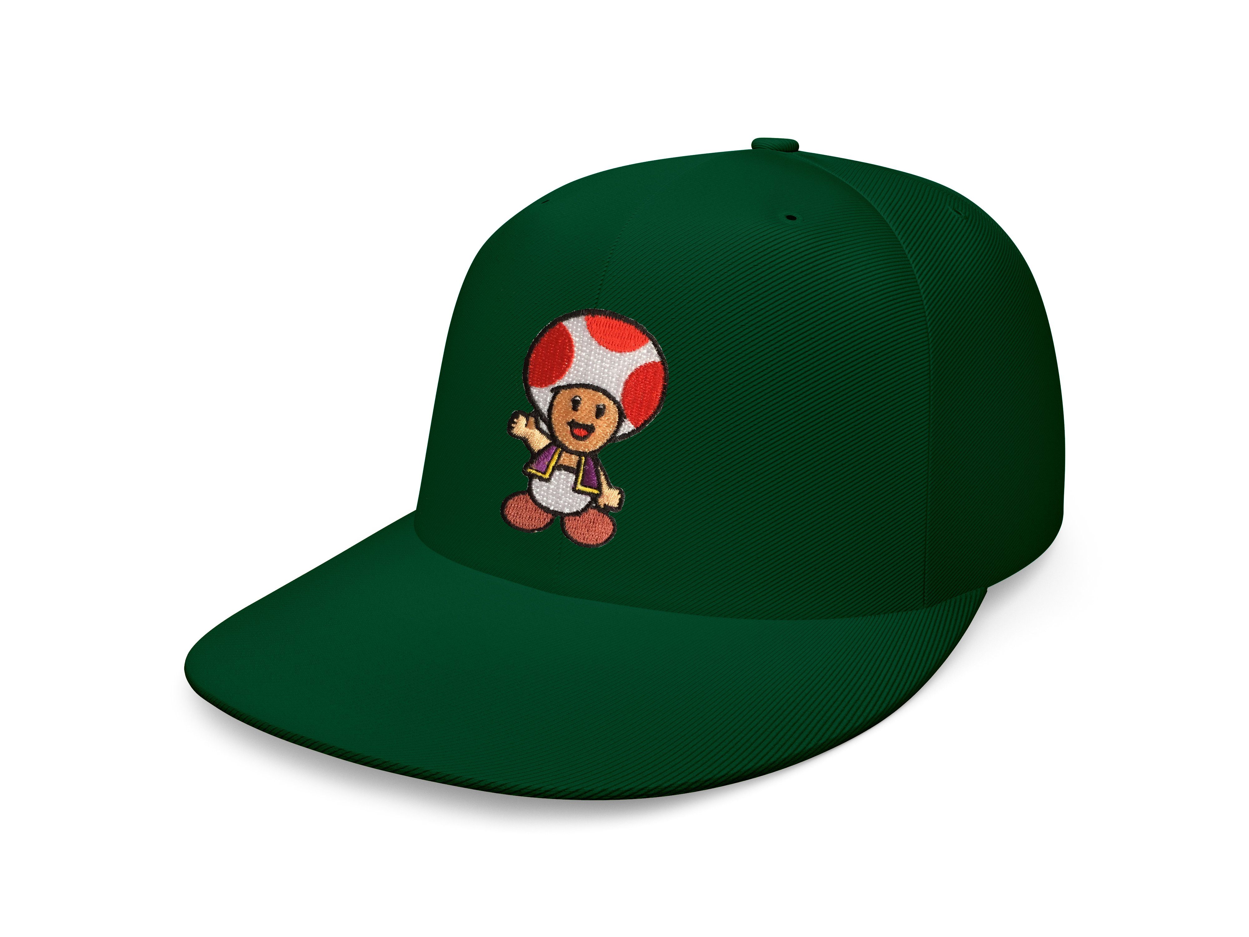 Blondie & Brownie Snapback Cap Unisex Erwachsene Toad Stick Patch Mario Toad Super Nintendo One Size Flaschengrün