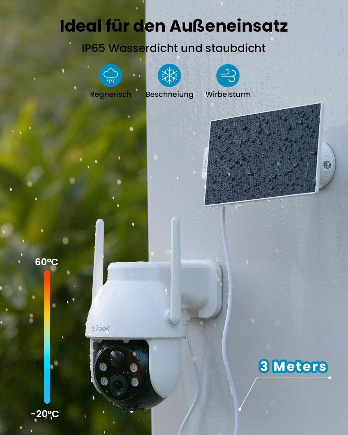 Topcony Überwachungskamera Überwachungskamera Aussen Akku 2K Kamera Überwachung Aussen Solar (Aussen, Außenbereich, Outdoor, 360° WLAN Kamera Outdoor Kabellose  – Bild 2 von 5