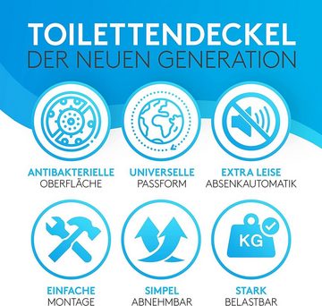 Comodo WC-Sitz Comodo Toilettendeckel mit Absenkautomatik & Quick Release 5, Absenkautomatik & Quick Release - Antibakterieller Klodeckel in D Form