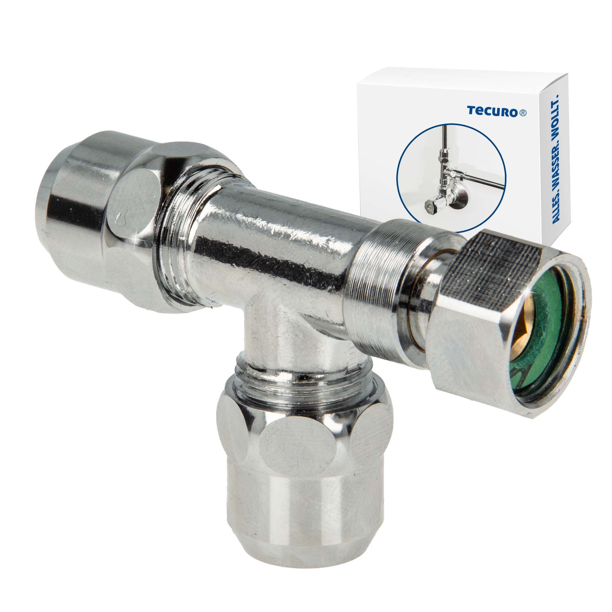tecuro Gewindefitting T-Stück 3/8 Zoll / Ø 10 mm Abzweigverteiler für Eckventile