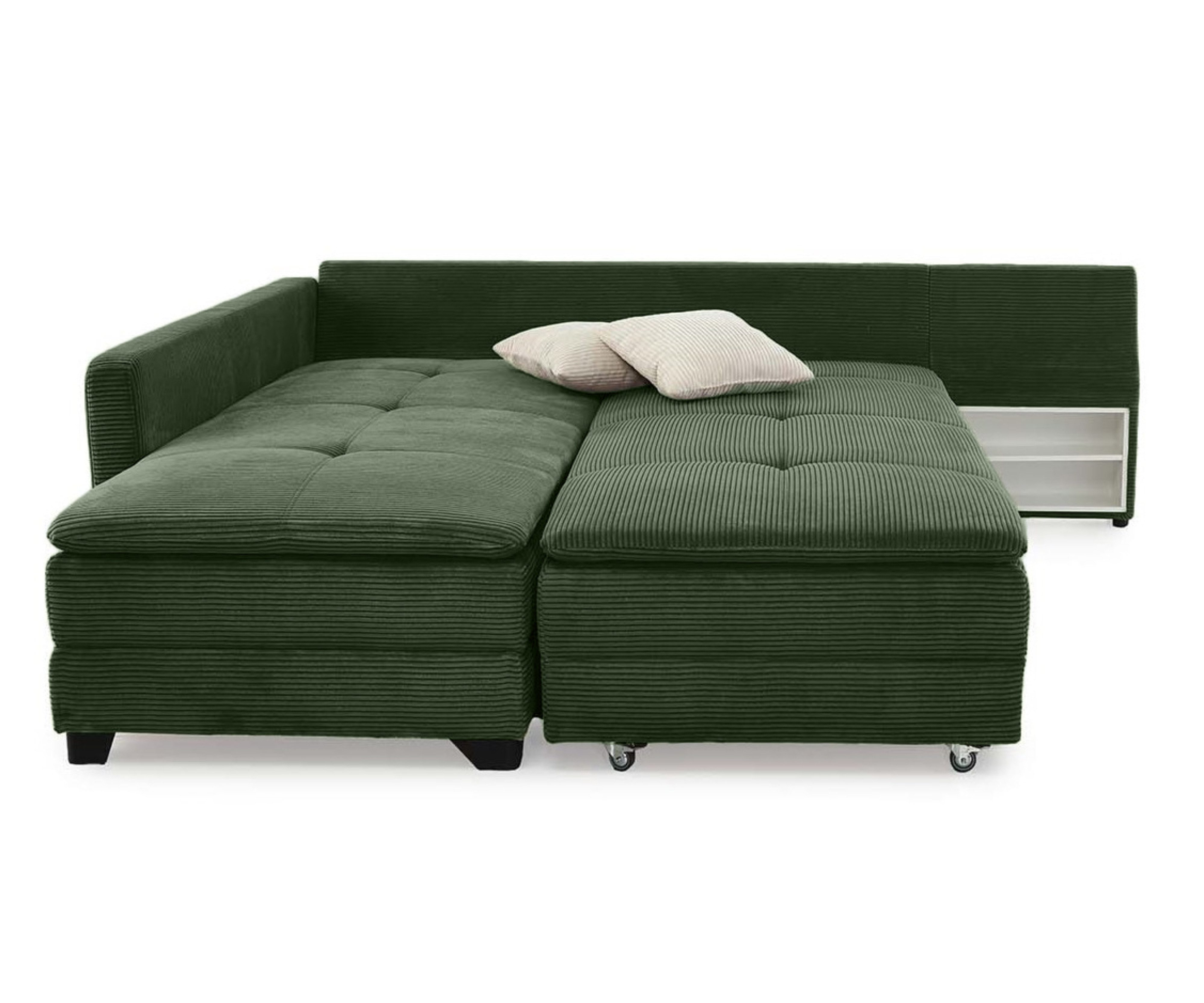 luma-home Ecksofa 15164, Dauerschläfer-Doppelbett B306/T223/H95 cm, günstig online kaufen