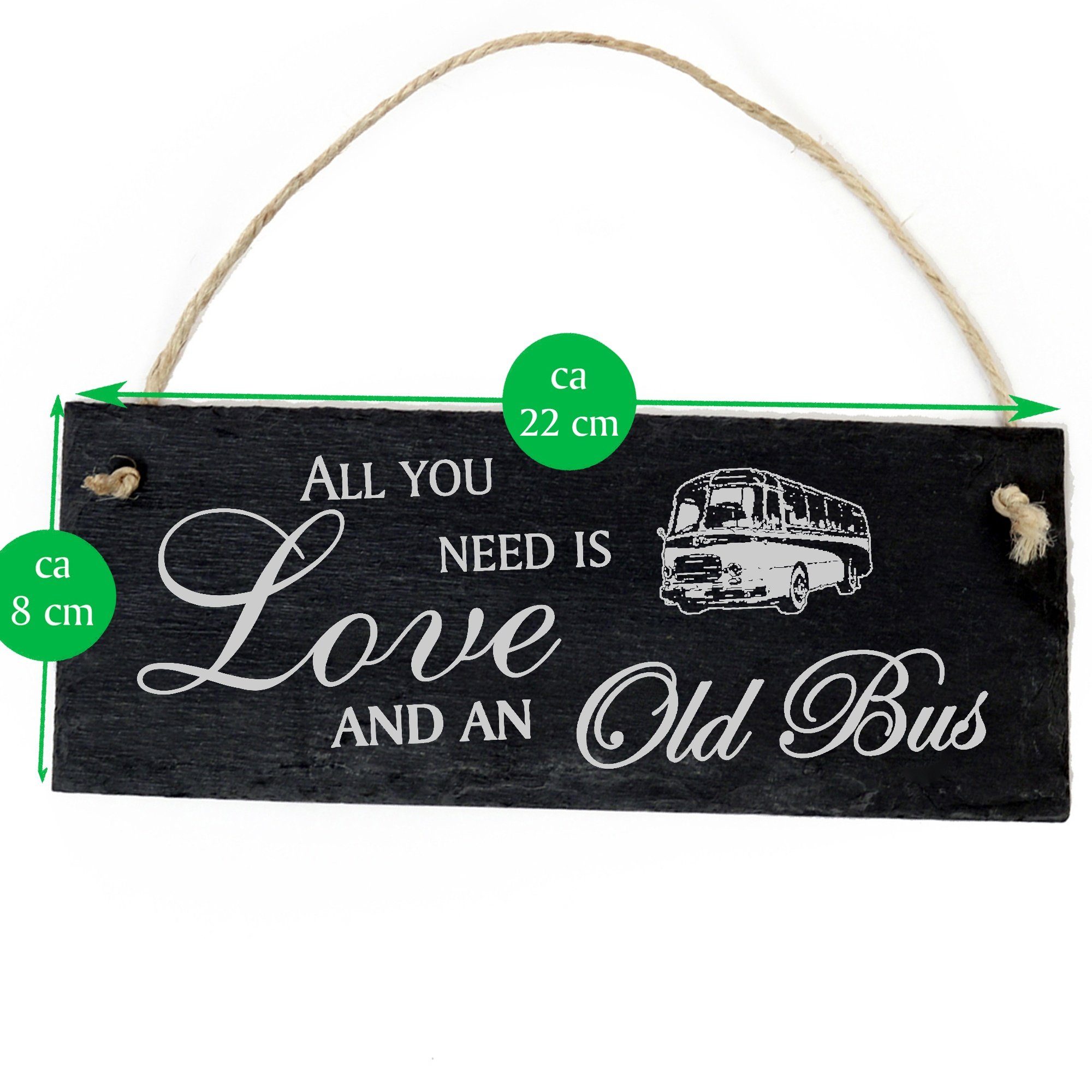 Dekolando Hängedekoration alter Bus need and Love you is Old Bus an 22x8cm All