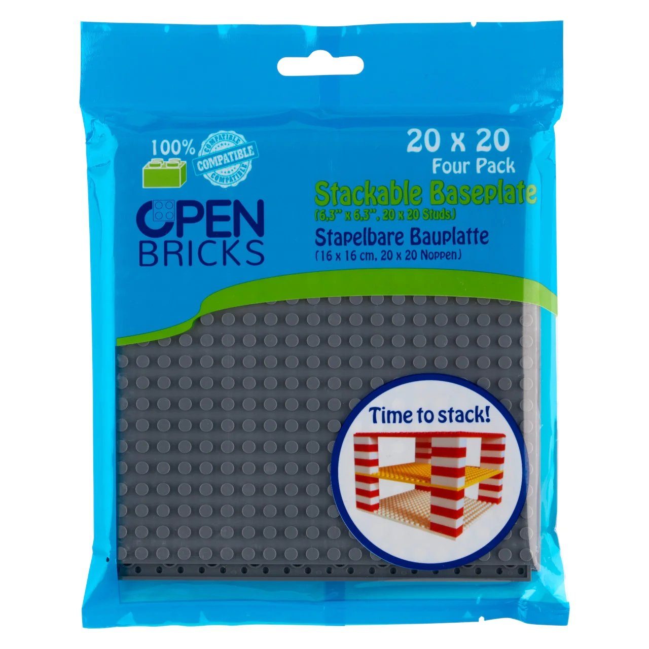 Open Bricks OpenBricks Baseplate 20x20 dark grey Konstruktionsspielsteine