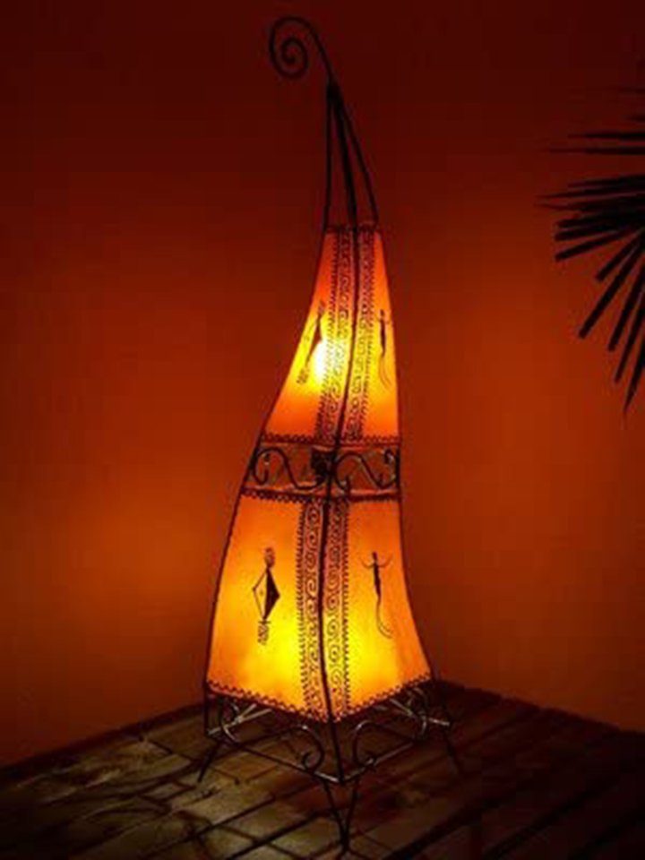 Marrakesch Orient & Mediterran Interior Stehlampe Hennalampe Marrakesch 100cm, Marokkanische Leder Stehlampe