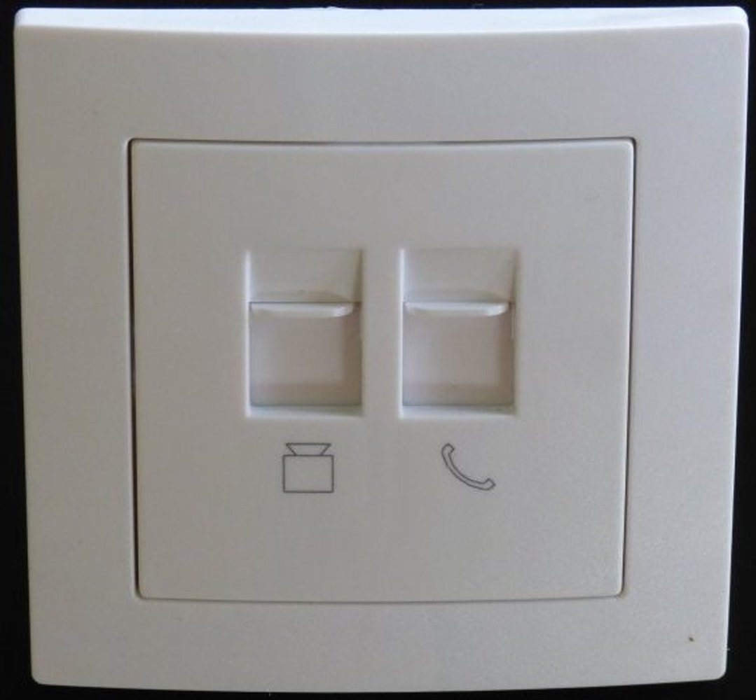 Lichtideen Schalter 7773 Levina Kunststoff 1 x RJ45 + RJ11 ISDN Cat-5 Dose Weiß (Taster, Schalter, Anennendose, Steckdose mit USB lieferbar)