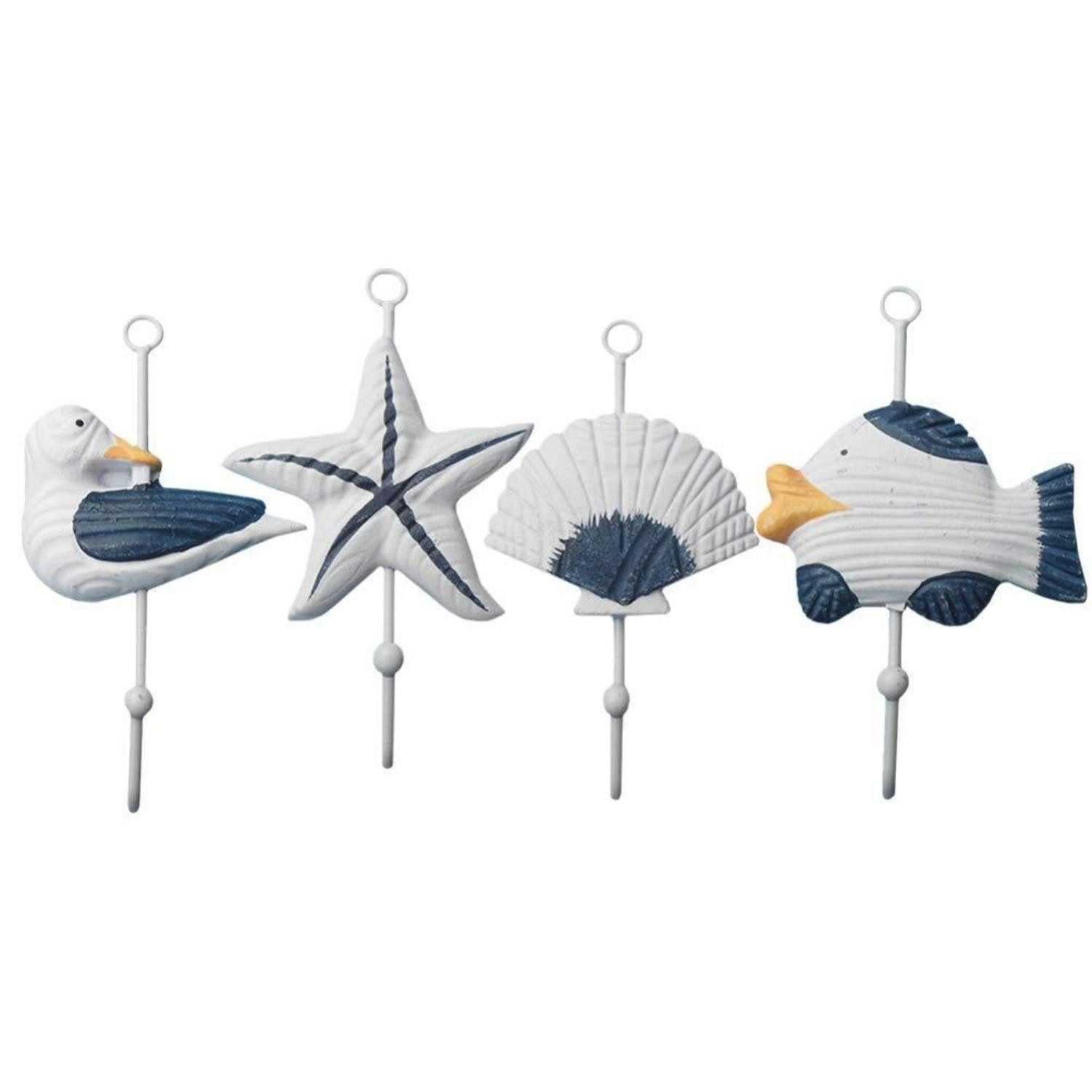 LuxusKollektion Wandhaken Wandhaken Holz Mediterran 4er-Set, (4-St)