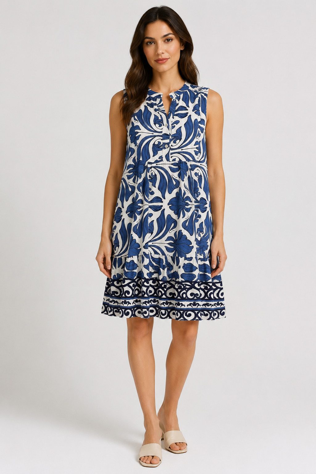 ITALY VIBES Sommerkleid - ärmelloses Kleid mit Blütenmuster Printmix für Damen ONE SIZE / passend für Größe M - XL – Bild 2 von 5
