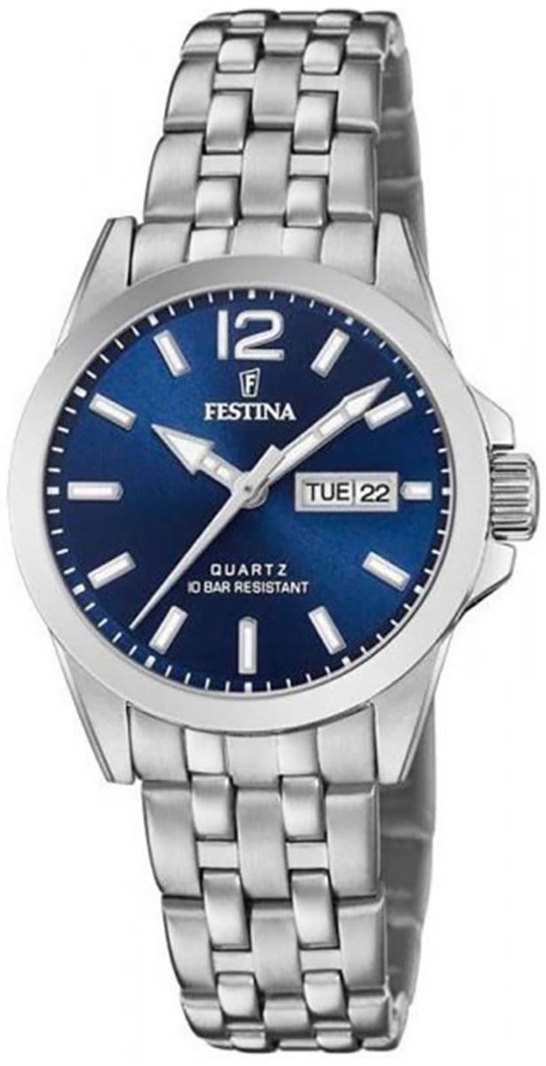 Festina Quarzuhr Festina Damen Uhr F20455/3 Edelstahl, (Analoguhr), Damen Armbanduhr rund, Edelstahlarmband silber