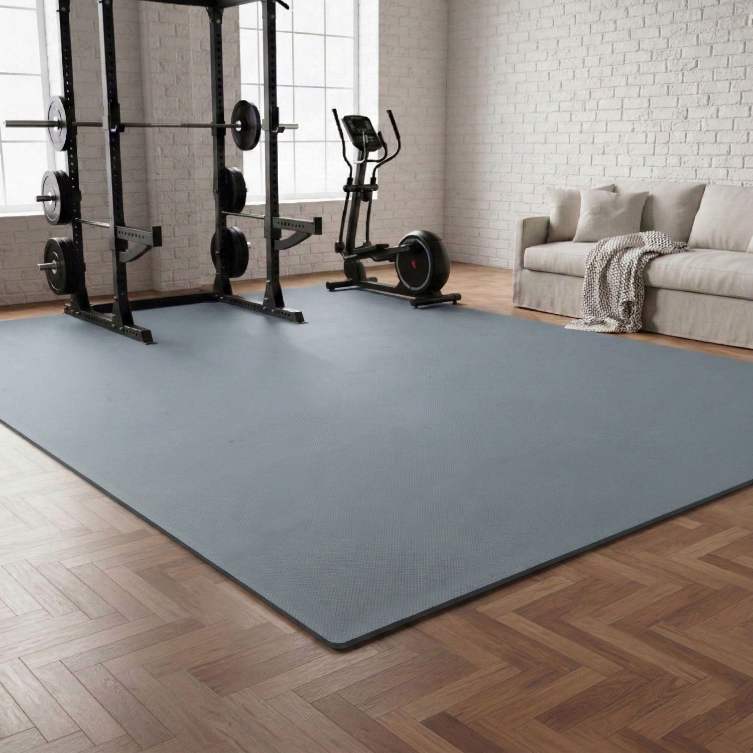 eyepower Puzzlematte XL für Zuhause - 0,8 m² Trainingsmatte mit Rand - 9 Home Gym Matten, (9-tlg), 30 x 30 x 1 cm Bodenschutzmatte Sport und Gymnastik - EVA Bodenmatte