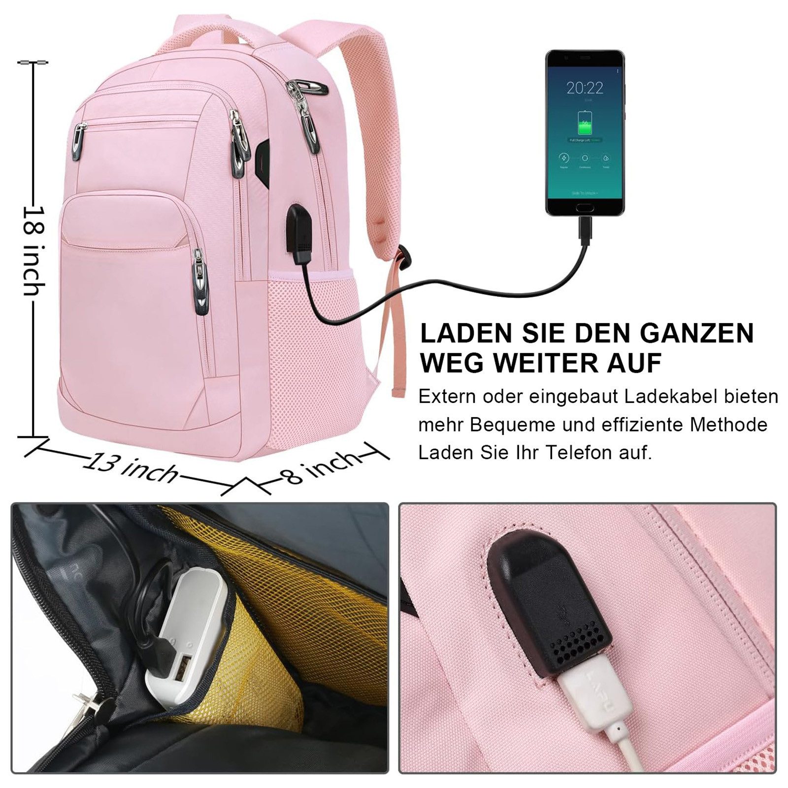 OKWISH Laptoprucksack Laptop Rucksäcke Schulrucksack Wasserbeständig Laptoptasche (Uni Tasche Businessrucksack Sportrucksack, Anti-Diebstahl, Backpack mit Laptopfach, mit USB-Anschluss), Herren Damen Jungen Teenager Arbeit Business Freizeit Reisen