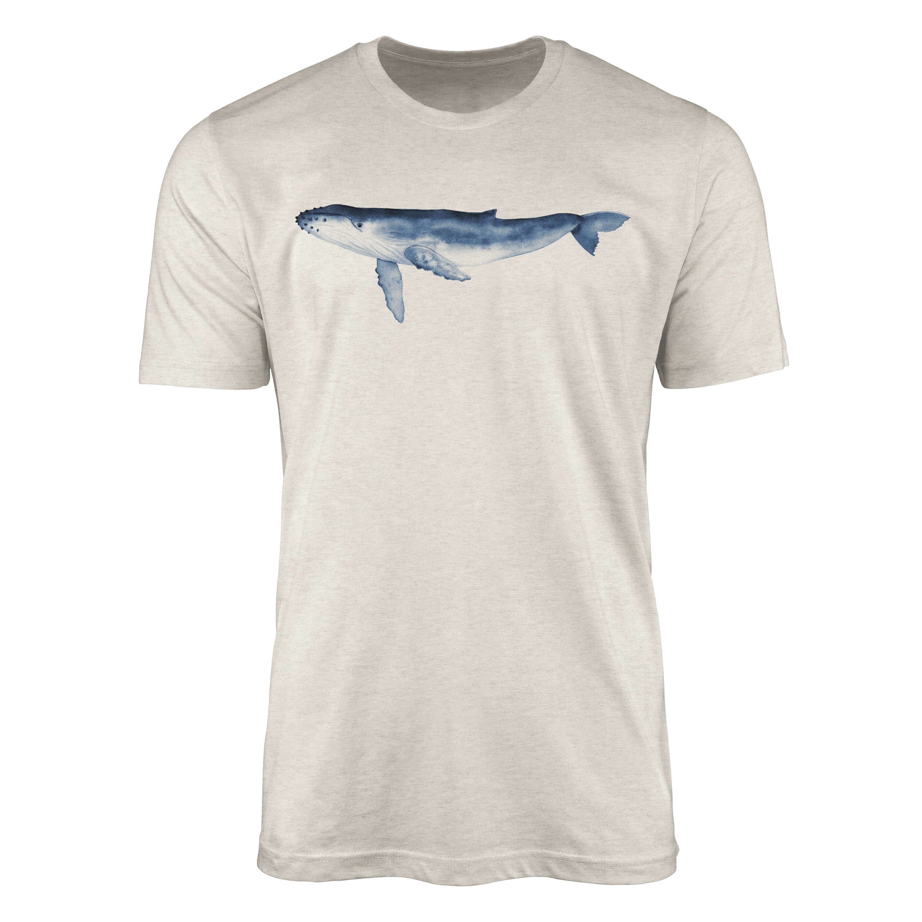 T-Shirt Herren Shirt 100% gekämmte Bio-Baumwolle T-Shirt Glattwal Wasserfarben Motiv Nachhaltig Ökomode aus