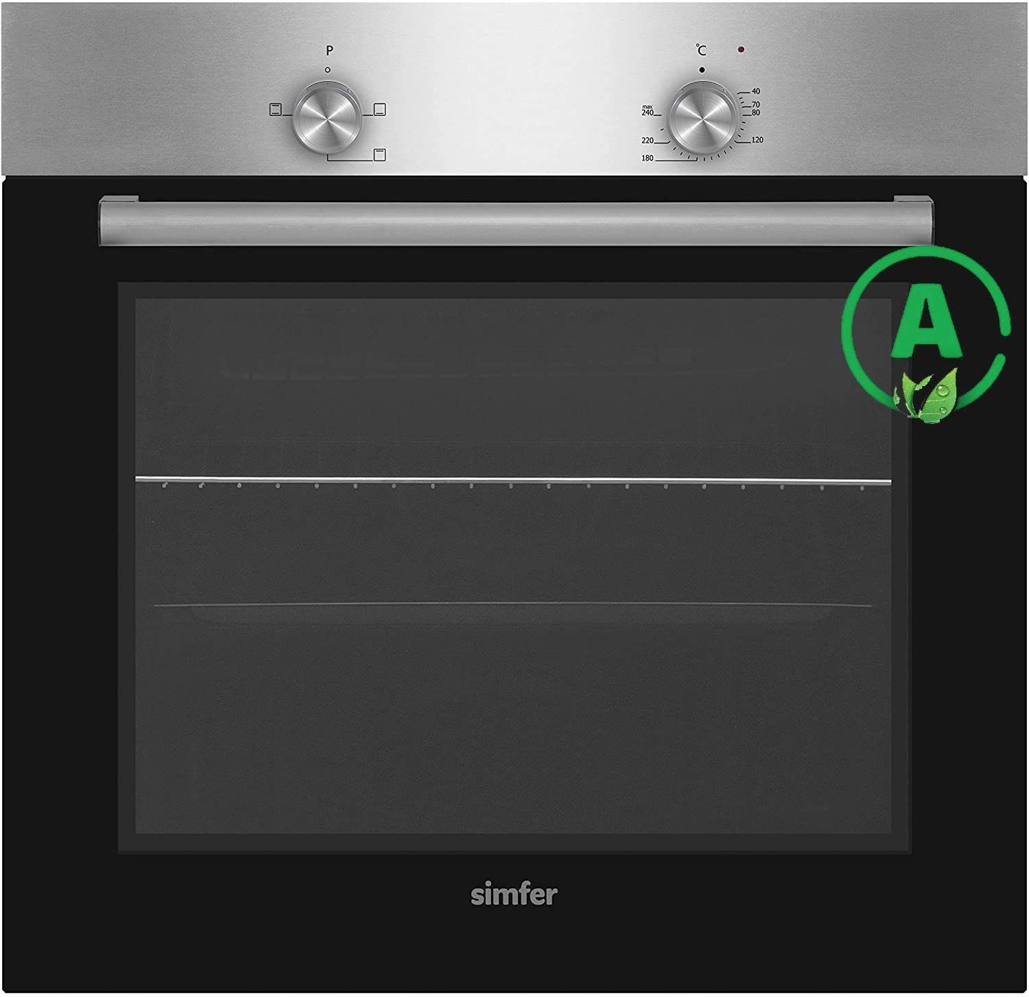 Simfer Einbaubackofen SMF-BO 6019, 60 cm, 62 L, 3 Funktionen, mit Teleskopauszug nachrüstbar, Backraumbeleuchtung, 2-fach Verglasung, Kühlgebläse