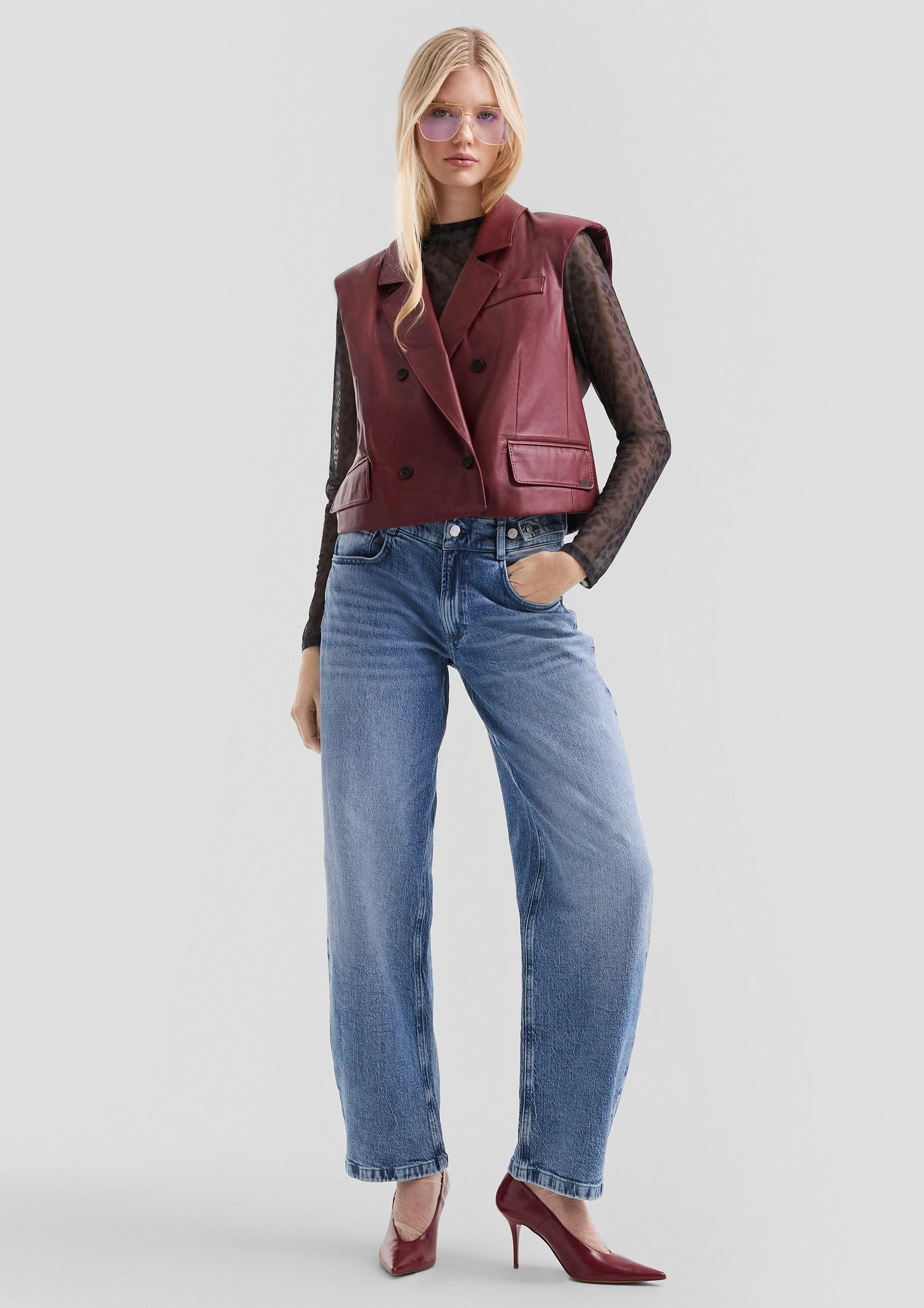 QS Jackenblazer Indoor-Weste Verkürzte Weste in Lederoptik