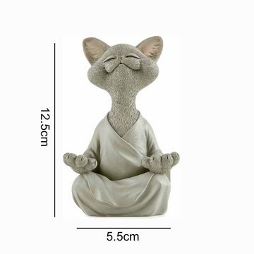 Lubgitsr Skulptur Skurrile graue Buddha-Katzenfigur Meditation Yoga Sammlerstück (1 St)