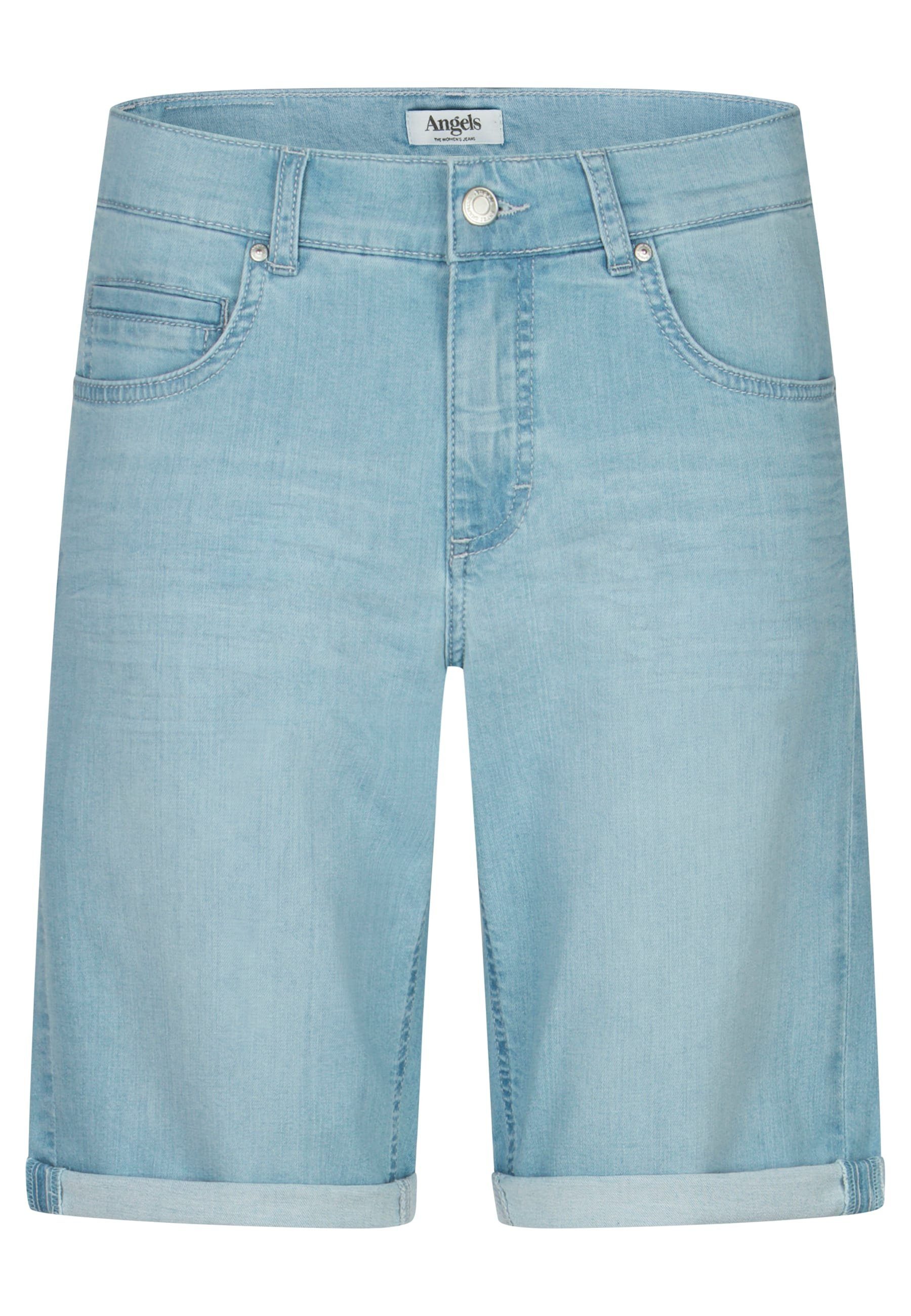 ANGELS Jeanshotpants 5-Pocket-Jeans Bermuda TU mit hellblau Label-Applikationen