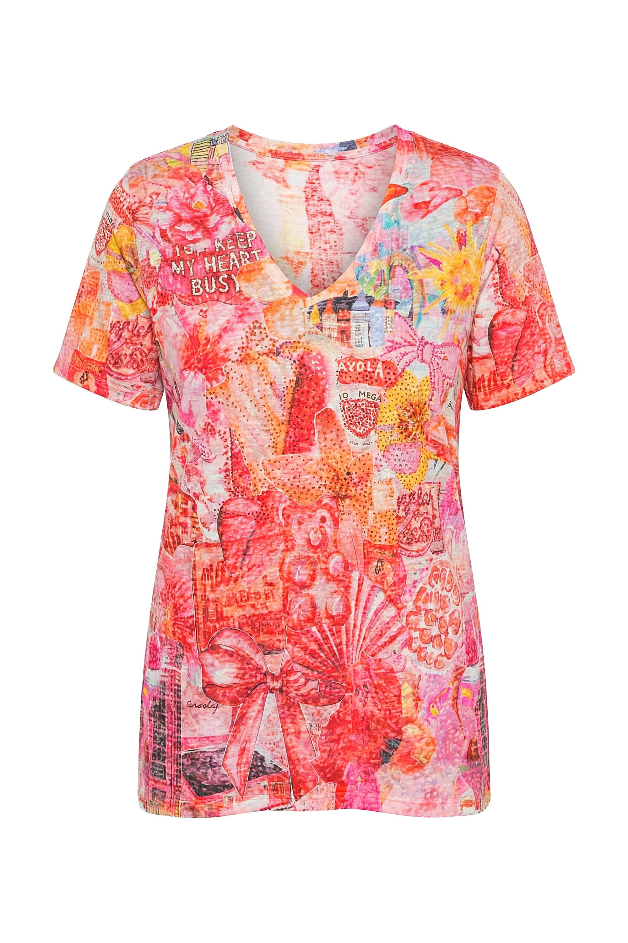 Angel of Style T-Shirt T-Shirt A-Linie Glitzersteinchen Sommer-Muster günstig online kaufen