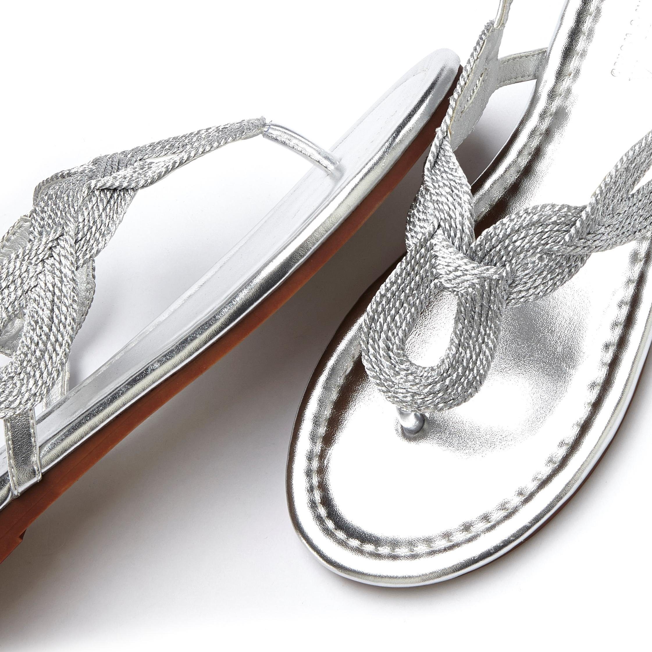 LASCANA Sommerschuh, offener Schuh, Zehentrenner Sandale, Pantolette im Metallic-Look VEGAN