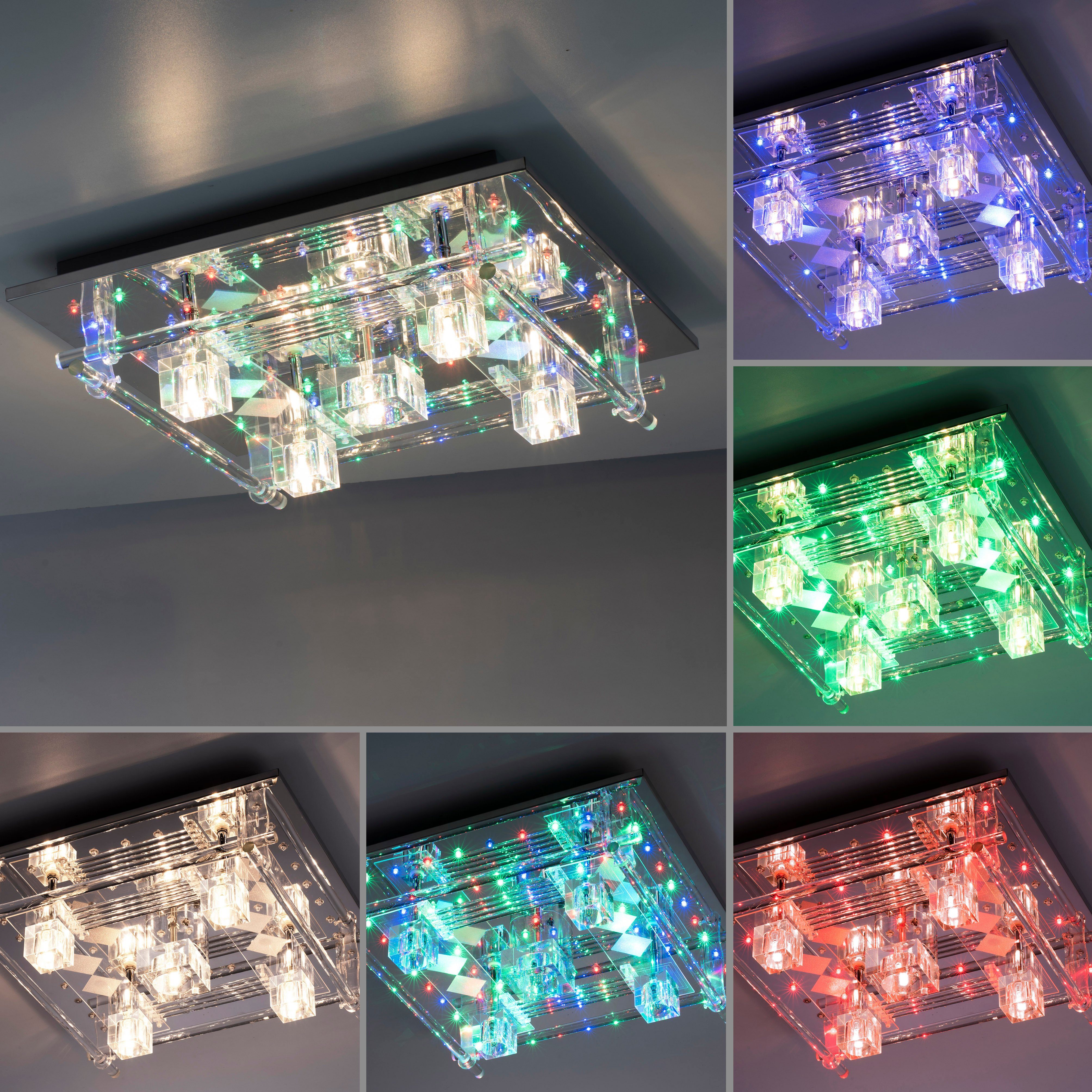 Leuchten Direkt Deckenleuchte KEMAL2.0, LED separat steuerbar FB RGB, LED, wechselbar, über Fernbedienung, inkl., Infrarot Warmweiß