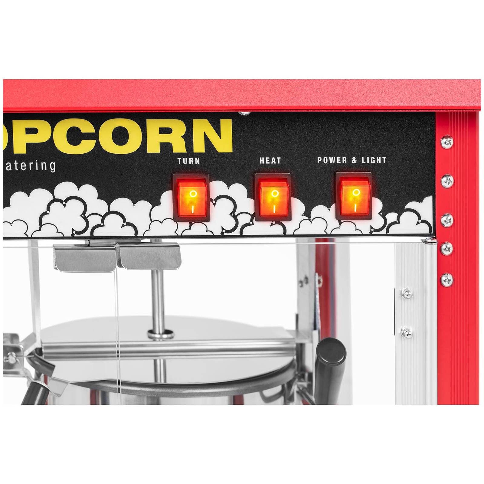 Royal Catering Popcornmaschine 5 kg/h Popcornmaker 1500W rot Popcornautomat Wärmefunktion Beleuchtung