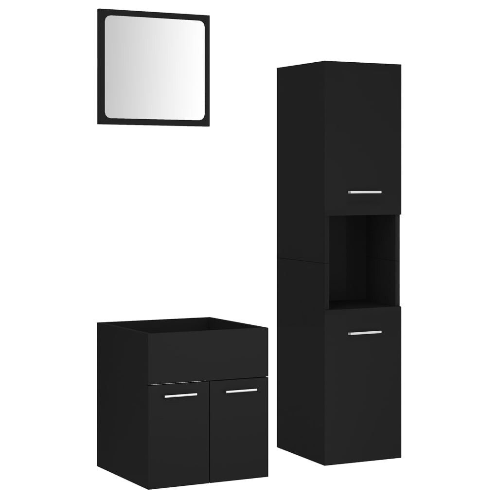 vidaXL Badezimmer-Set Badmöbel-Set Schwarz Holzwerkstoff, (1-St) günstig online kaufen