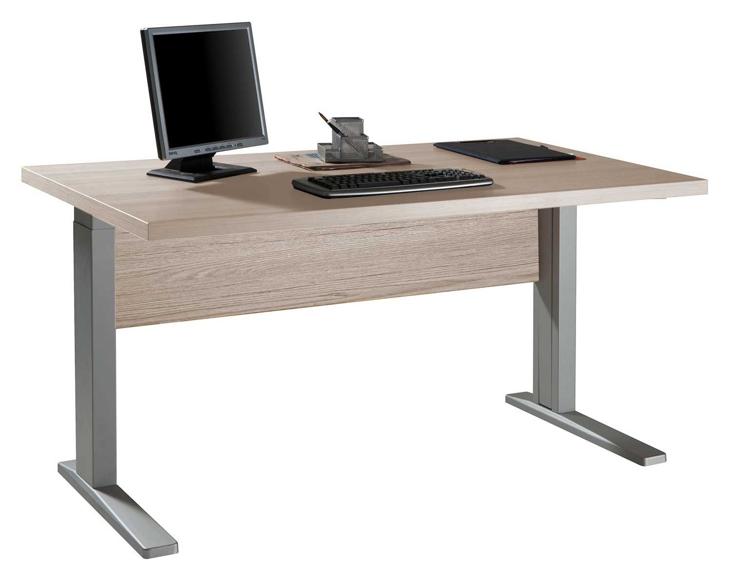 Composad Schreibtisch Computertisch STAMPA, Eiche Sanremo Dekor, 150 x 70 x  80 cm, manuell höhenverstellbar