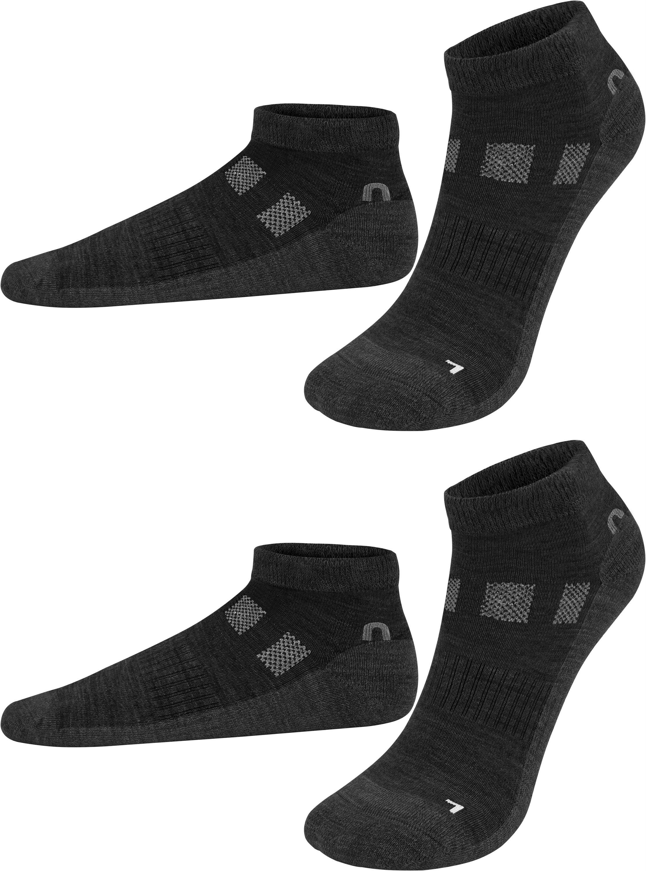 normani Sneakersocken 2 Paar Merino-Sneakersocken Timaru (2 Paar) hochwertige Merinowolle Schwarz