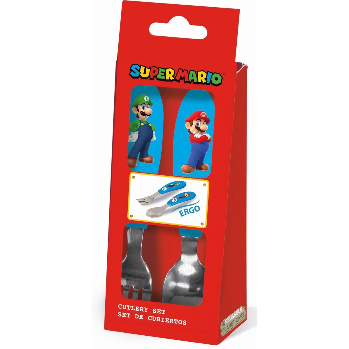 Super Mario Kinderbesteck Super Mario Brothers Metall-Ergo-Besteckset, 2-teilig (2-tlg), Edelstahl
