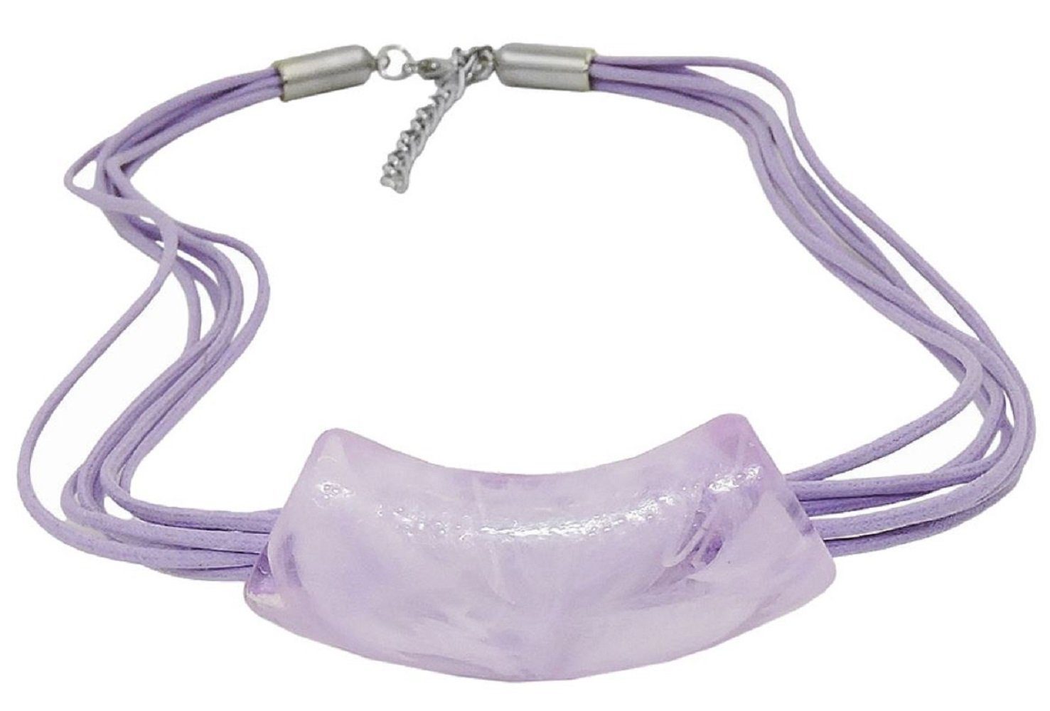 Collier Rohr flach gebogen flieder-marmoriert glänzend Kunststoff 45 cm