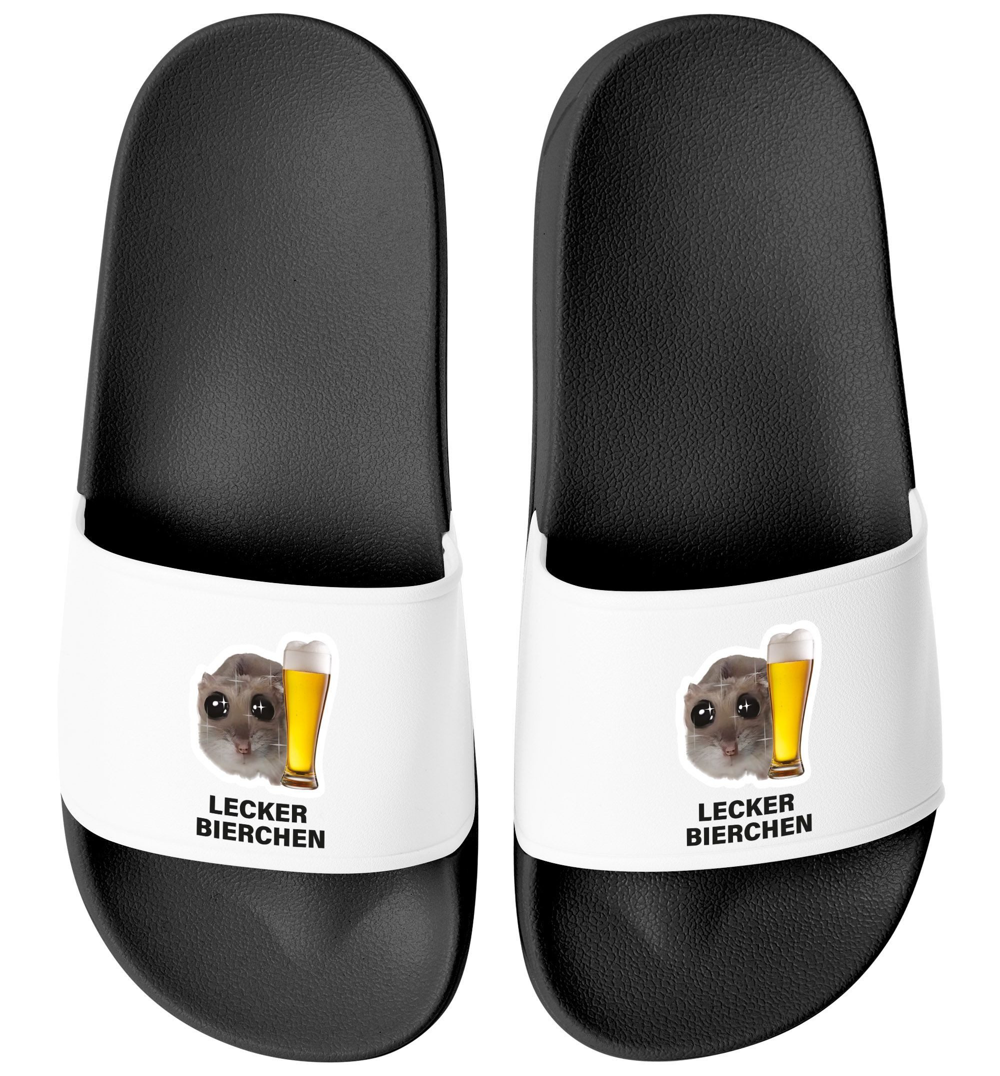 MoonWorks Badeschlappen Herren Damen Unisex mit Spruch Lecker Bierchen Badesandale