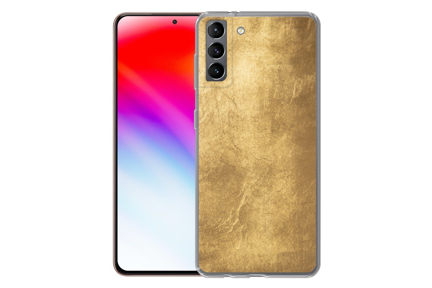 MuchoWow Handyhülle für Samsung Galaxy S21 Plus Licht fällt auf eine goldene Wand, Phone Case, Silikon, Schutzhülle Dünn
