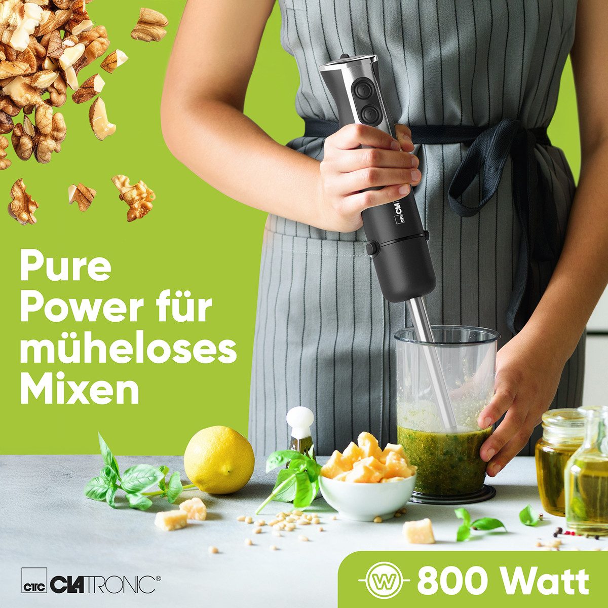 CLATRONIC Stabmixer SM 3825, Stabmixer 800 Watt, mit Turbo-Funktion
