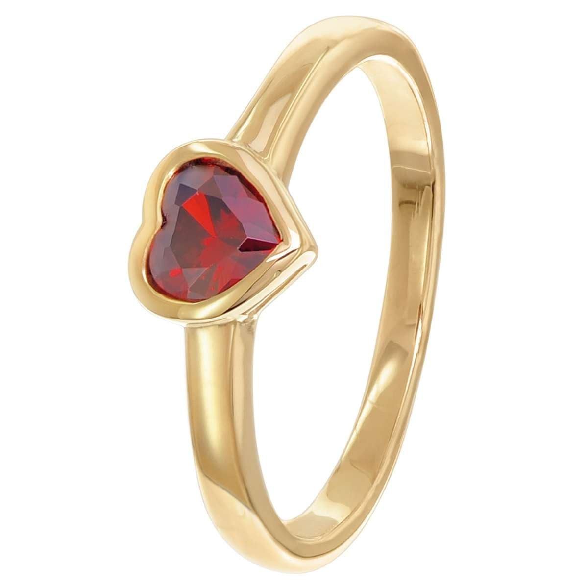 trendor Goldring 41559, Damenring Gold 333/8K Mit Rotem Zirkonia Herz