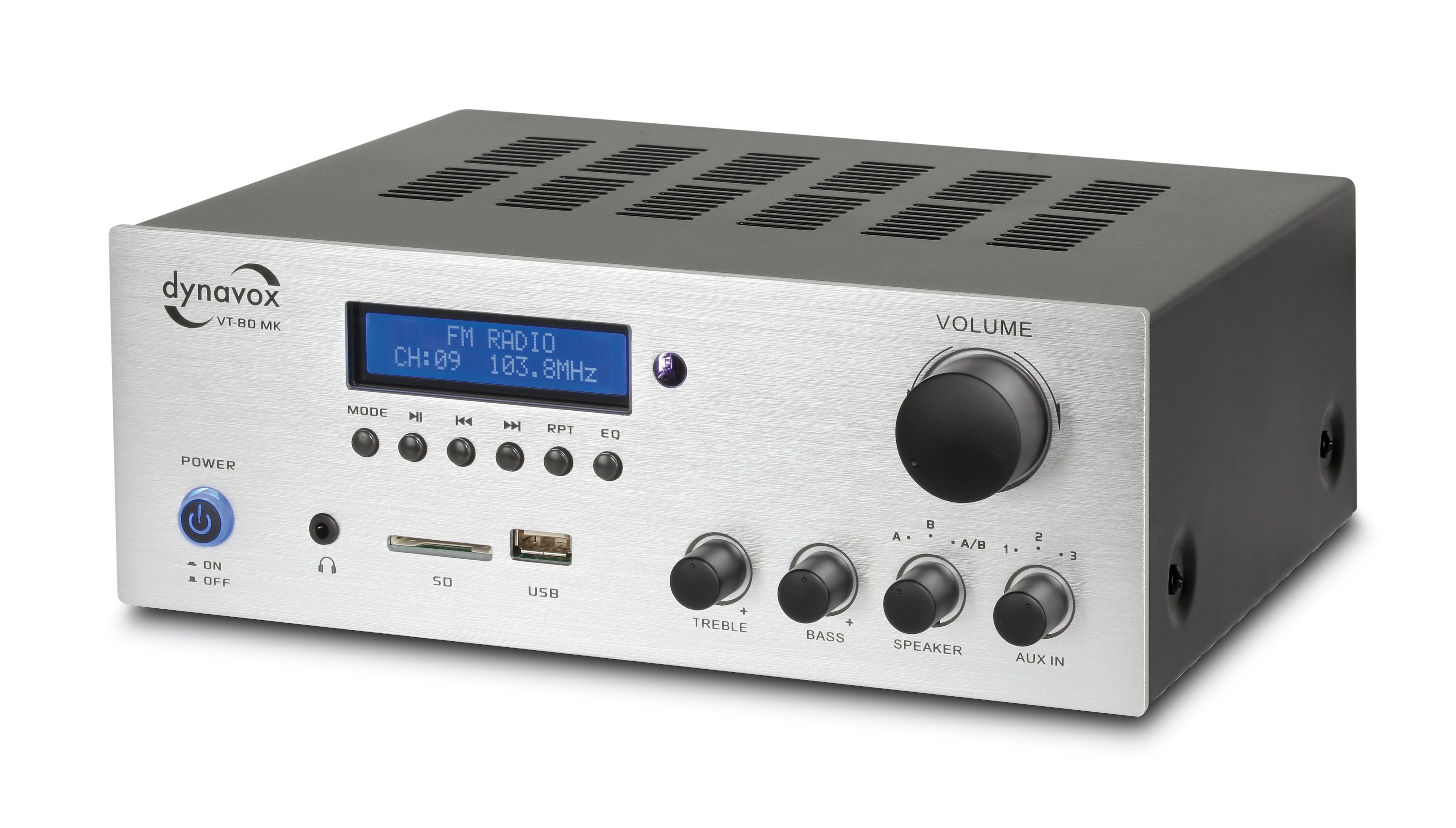 Dynavox VT-80 160 Vollverstärker Bluetooth) (Anzahl Lautsprecher-Anschlüsse, Silber Ferbedienung MK 4 Kanäle: W, Digital-Eingänge, für 2