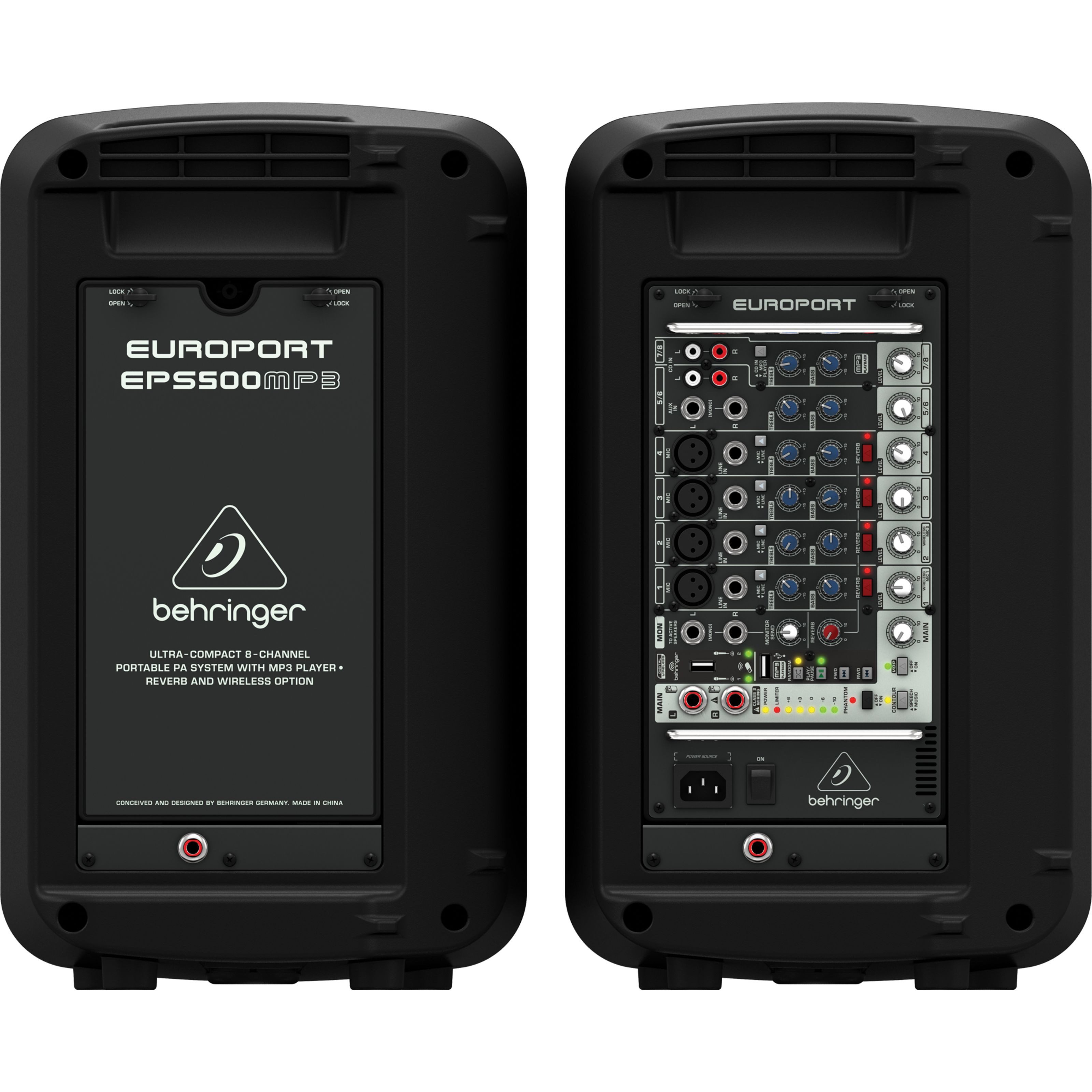 Behringer Lautsprechersystem (EPS500MP3 EUROPORT PA System mit 8 Kanal Mixer - Aktives PA)