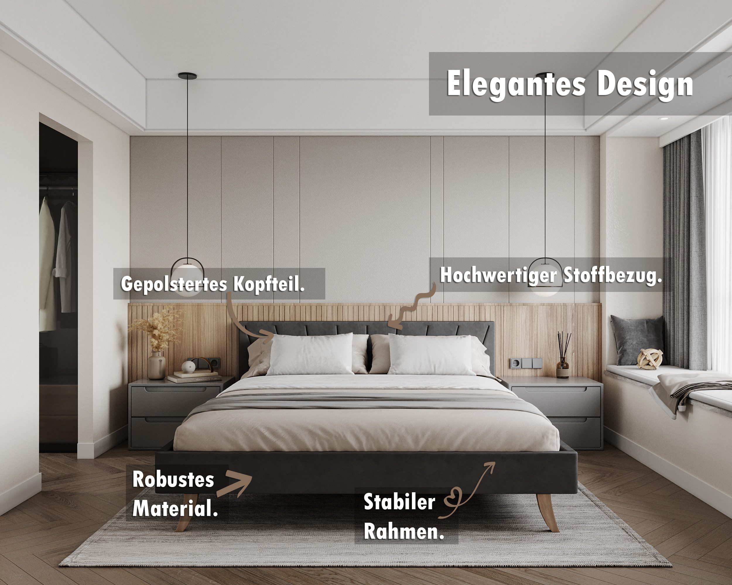 FDM Polsterbett Bettgestell Bettrahmen 120x200, 140x200, günstig online kaufen