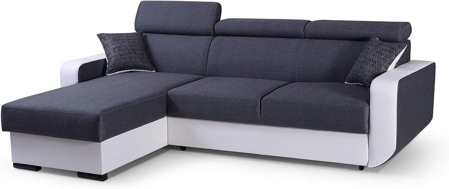 MOEBLO Ecksofa Pedro, Eckcouch Sofa Couch Wohnlandschaft L-Form Polsterecke - 236x165x97 cm, mit Schlaffunktion, mit Bettkasten Grau (INARI 94 + MADRYT 920)